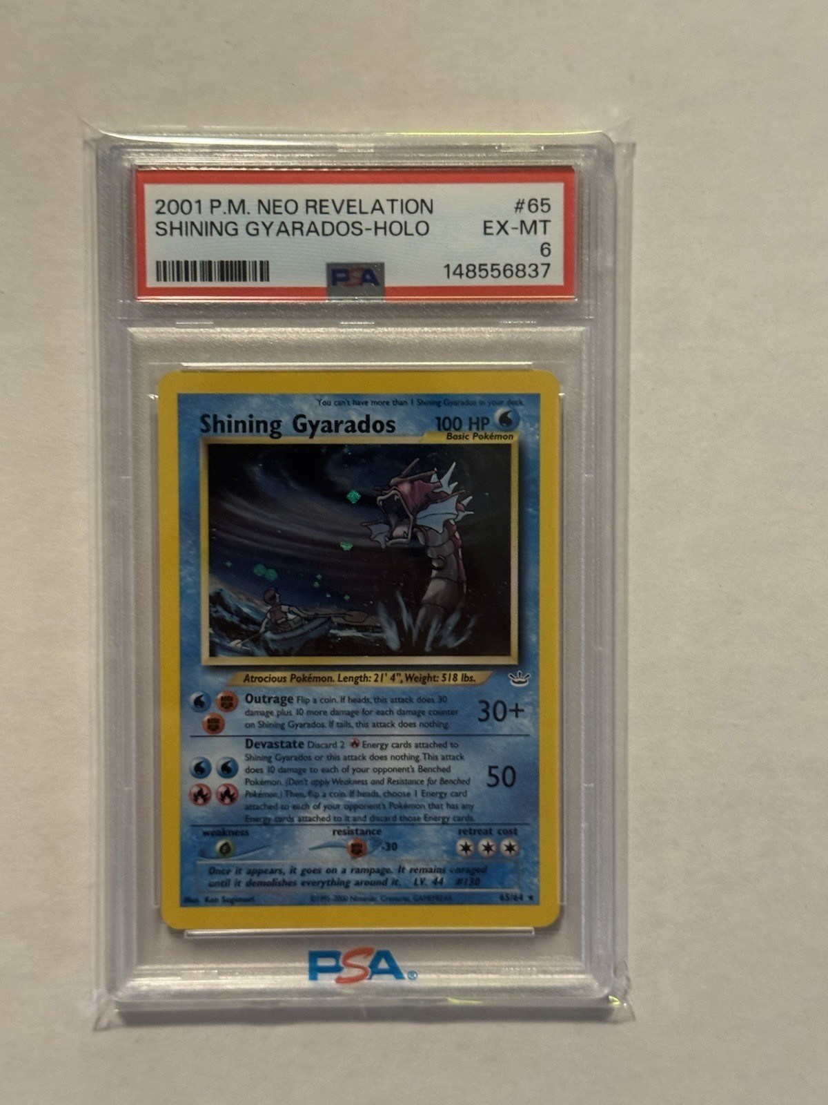 2001 Pokemon Neo Revelation Shining Gyarados-Holo 65