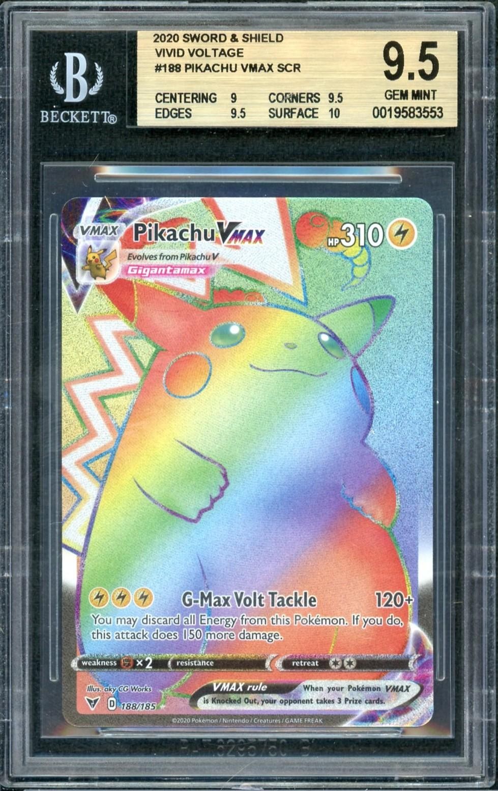 2020 Pokemon TCG Sword & Shield Vivid Voltage Pikachu VMAX RAINBOW SEC 188