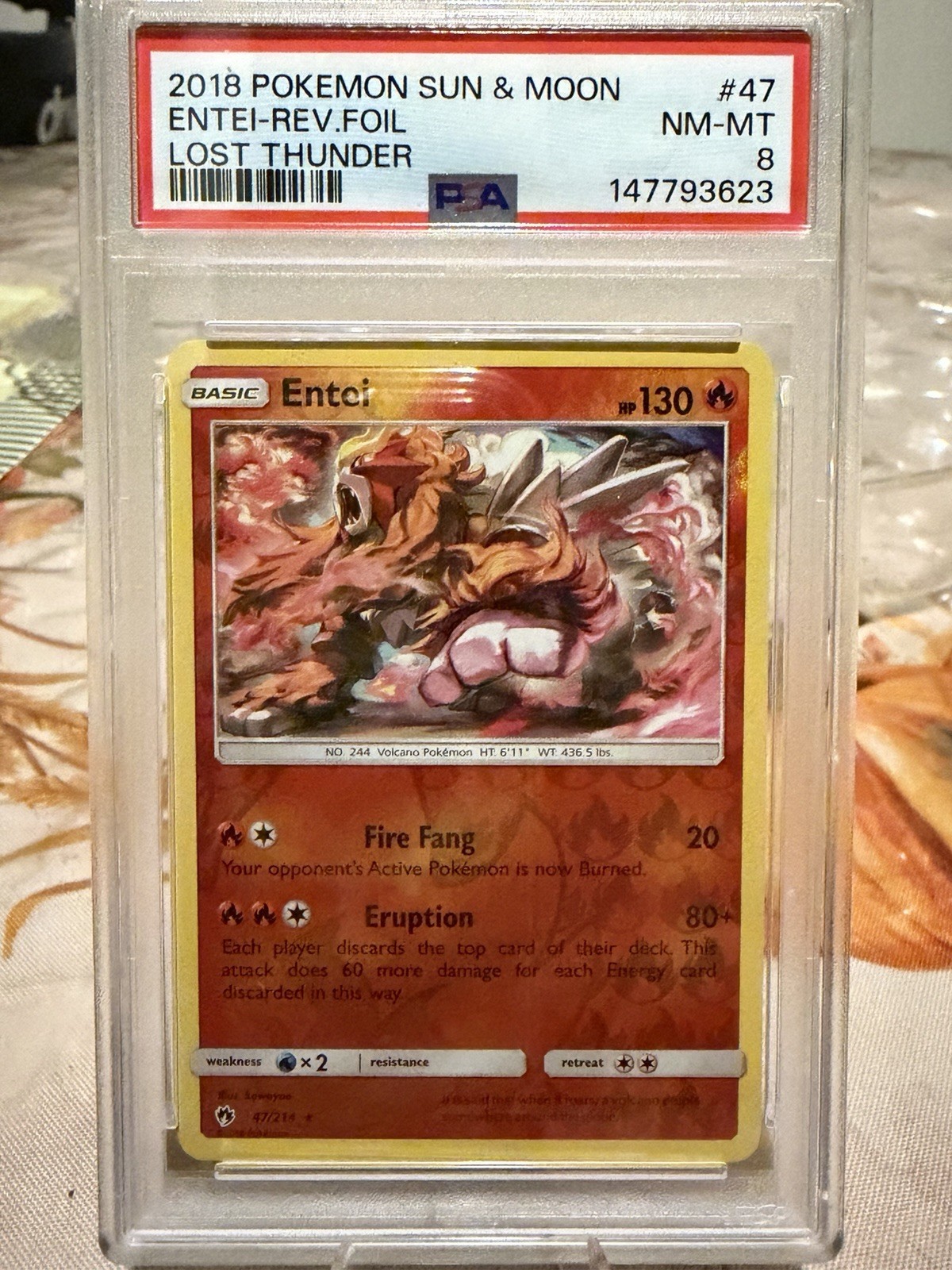 2018 Pokemon Sun & Moon Lost Thunder Entei-Reverse Foil 47