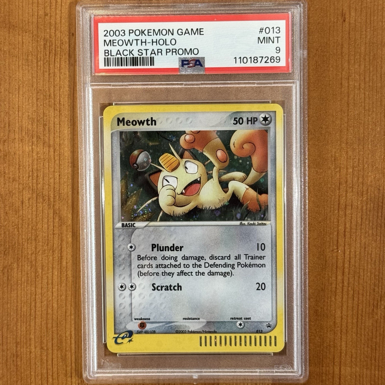 2003 Pokemon Black Star Promo Meowth-Holo 013