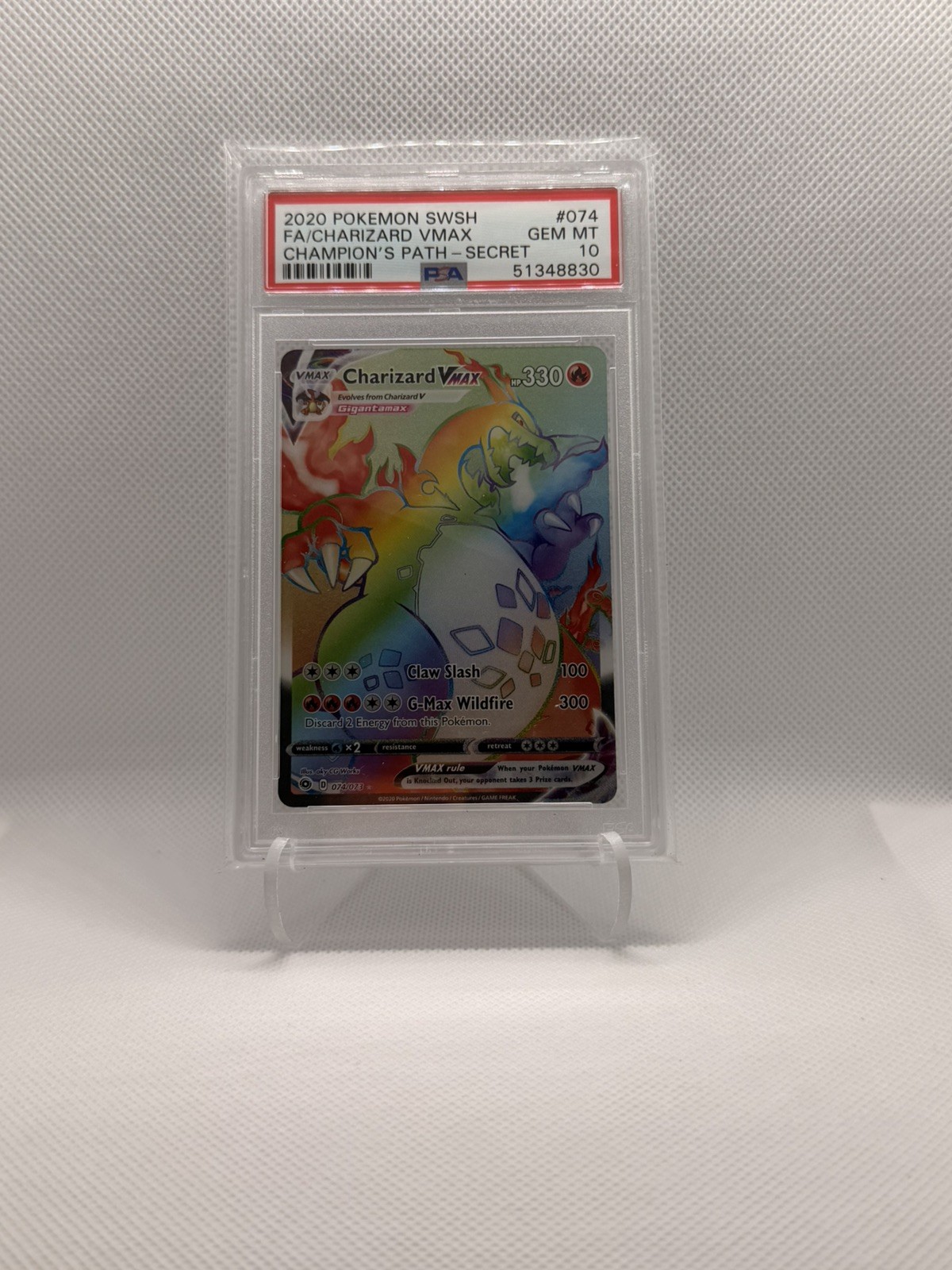 2020 Pokemon Sword & Shield Champion's Path Full Art/Charizard Vmax Secret 074