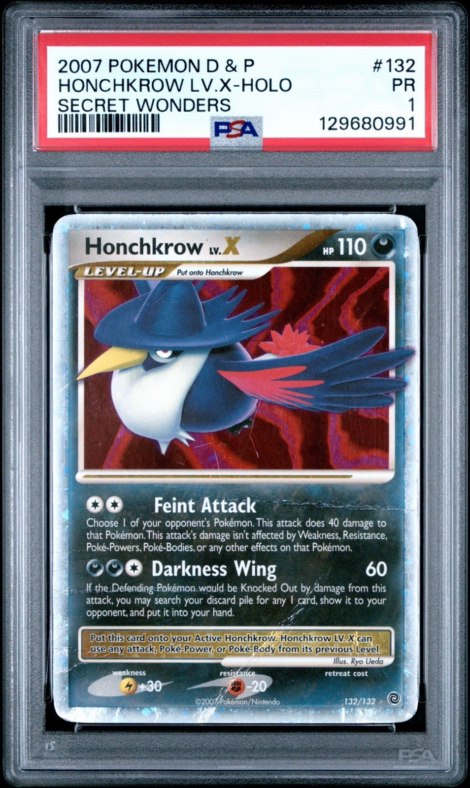 2007 Pokemon Diamond & Pearl Secret Wonders Honchkrow LV. X-Holo 132