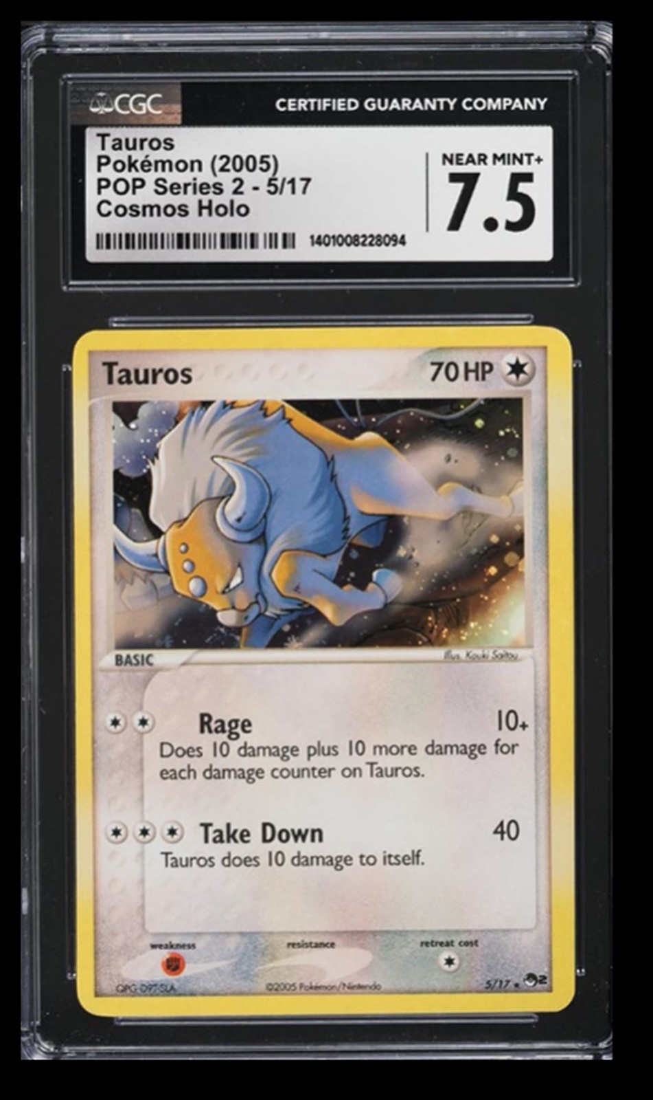 2005 POP Series 2 - English Tauros ex Crystal Guardians 3-Pack Blister (Cosmos Holo) 5/17