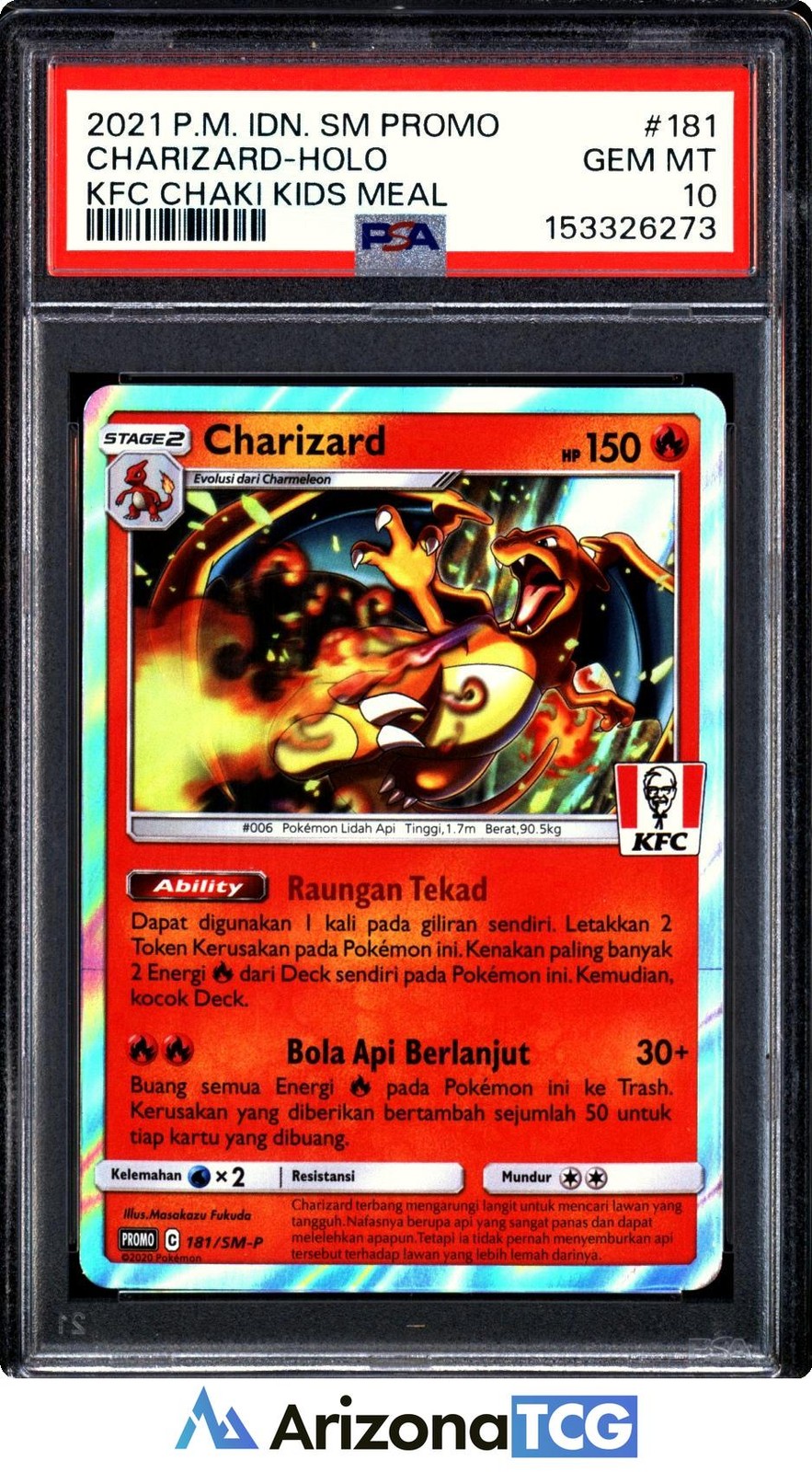 2021 Pokemon Indonesian SM Promo Charizard-Holo Kfc Chaki Kids Meal 181