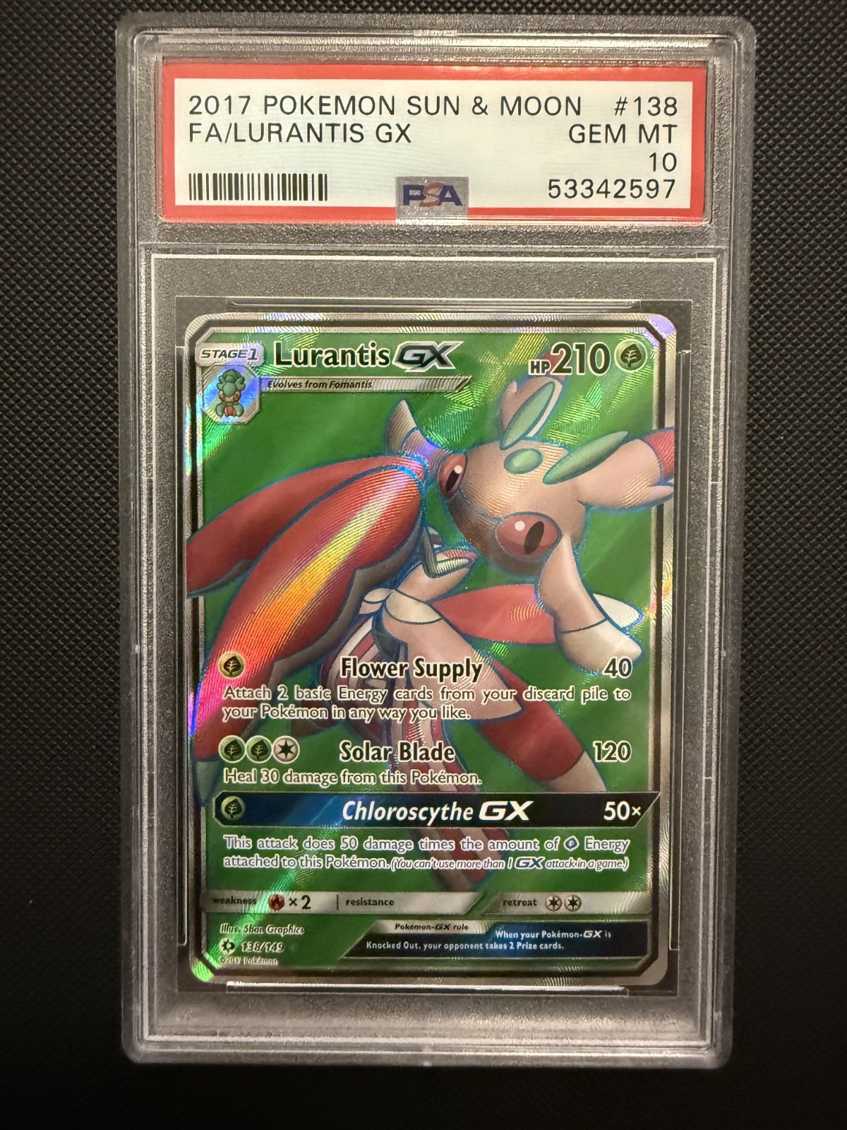 2017 Pokemon Sun & Moon Full Art/Lurantis GX 138