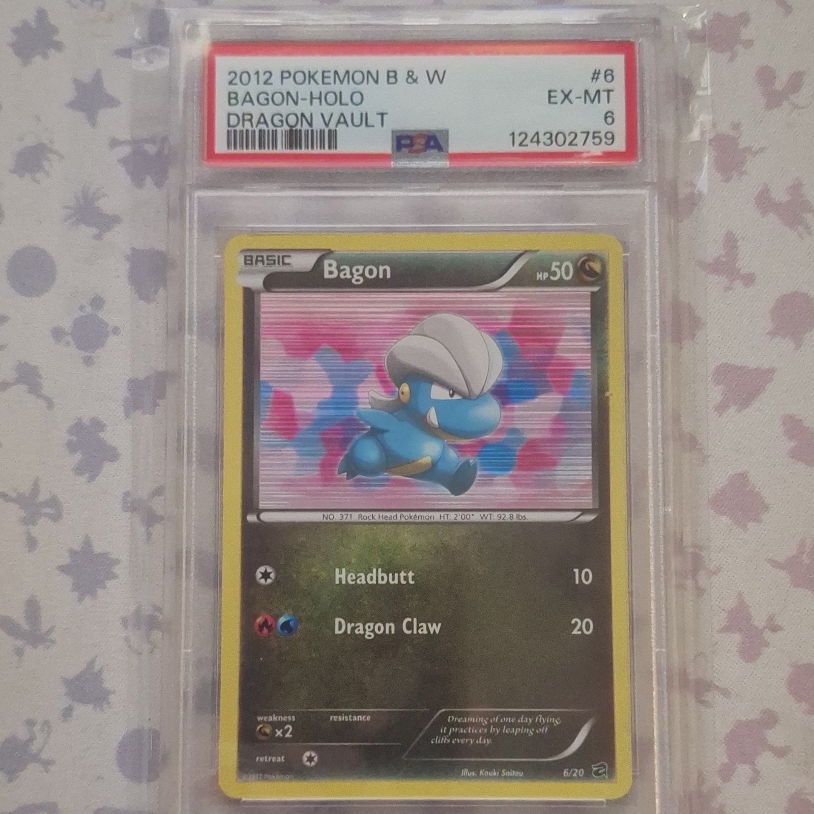 2012 Pokemon Black & White Dragon Vault Bagon-Holo 6