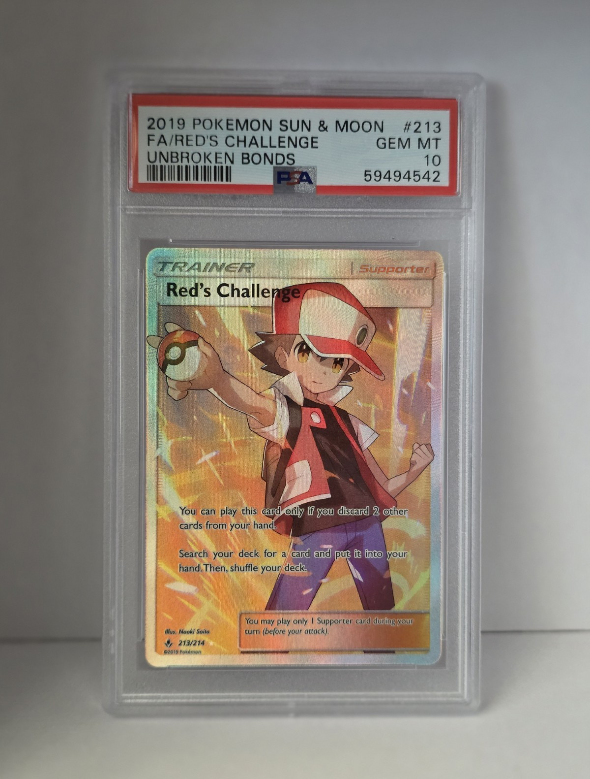 2019 Pokemon Sun & Moon Unbroken Bonds Full Art/Red's Challenge 213