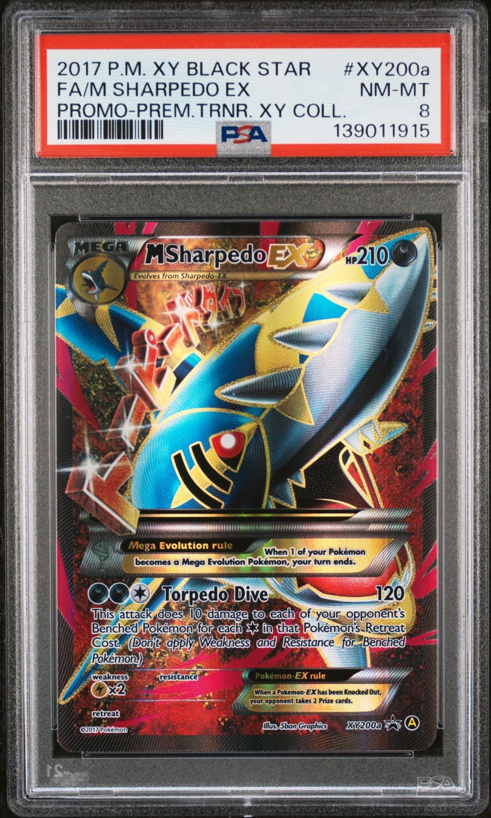 2017 Pokemon XY Black Star Promo Full Art/M Sharpedo EX Premium Trainer XY Collection XY200a