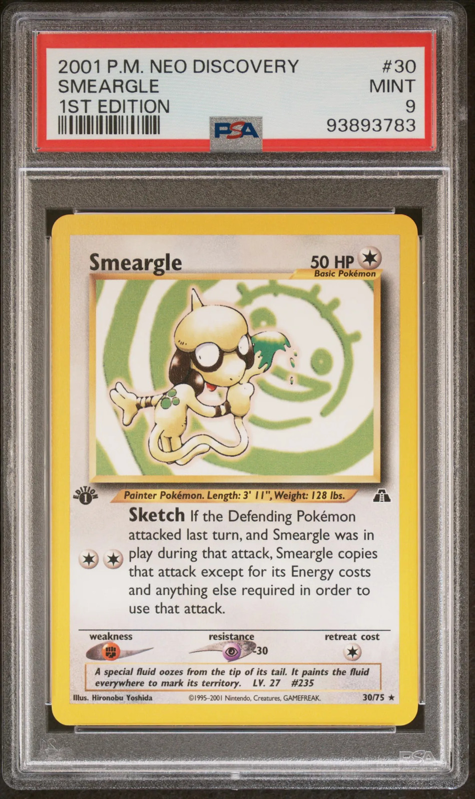 2001 Pokemon Neo Discovery Smeargle 1st Edition 30