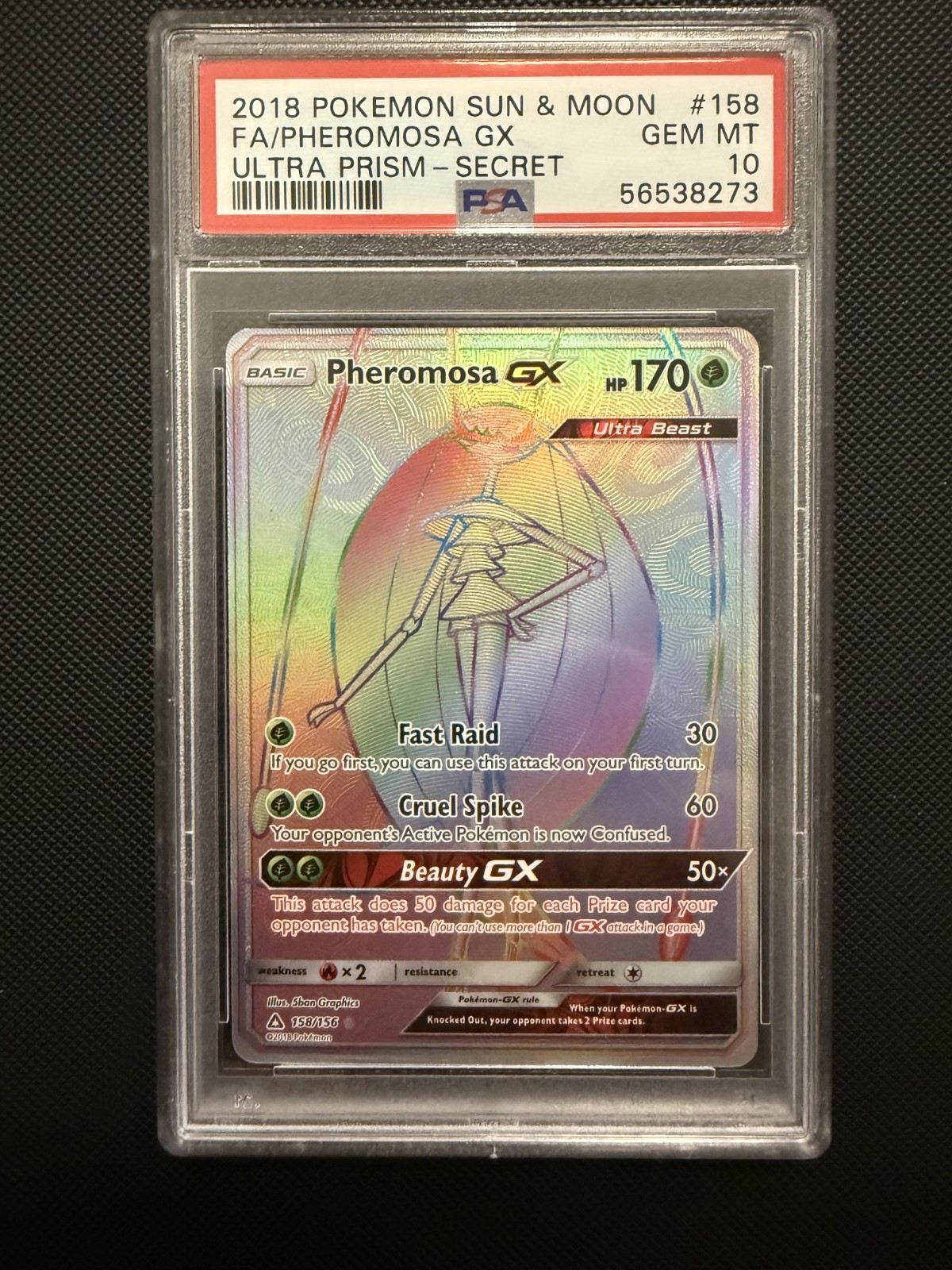2018 Pokemon Sun & Moon Ultra Prism Full Art/Pheromosa GX Secret 158