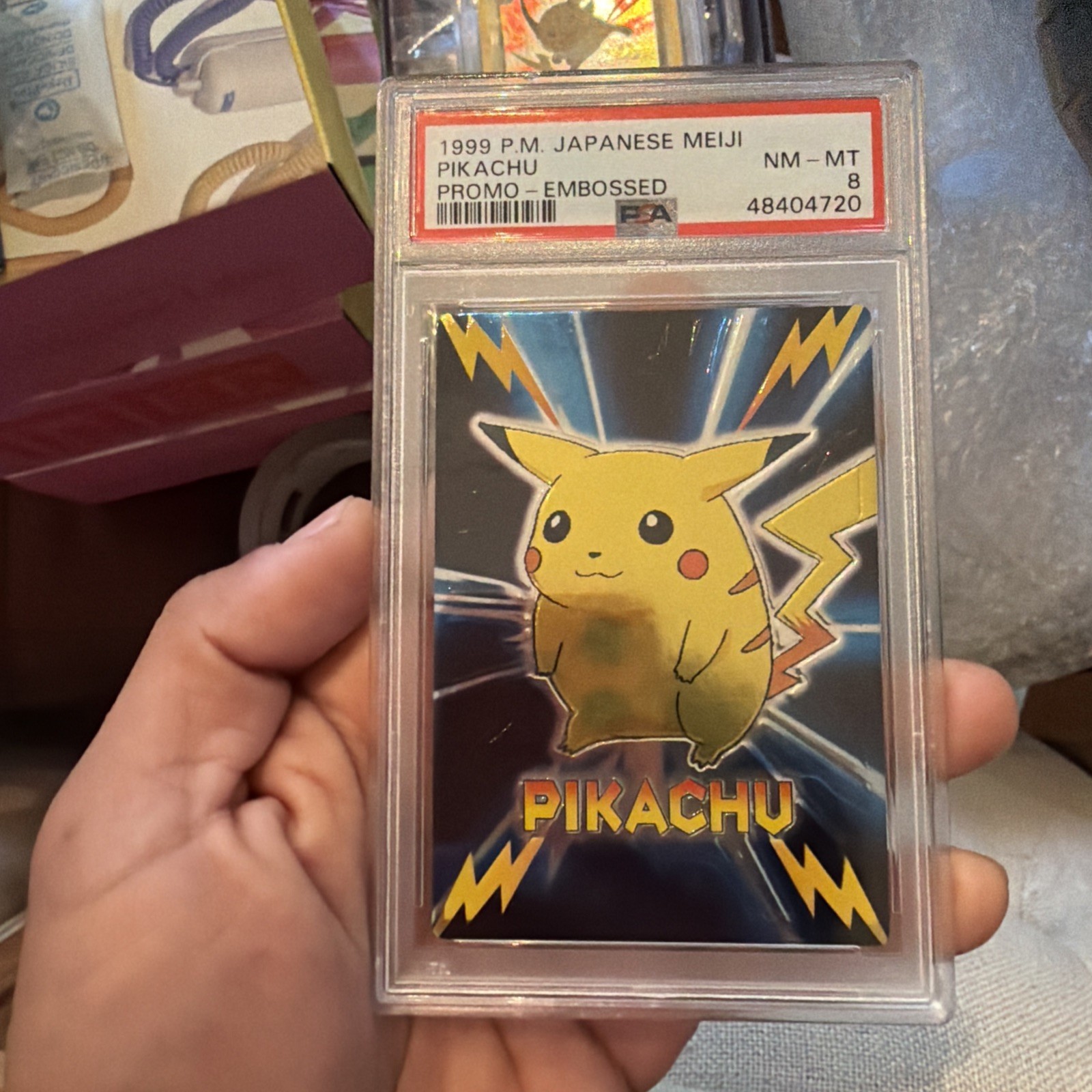 1999 Pokemon Japanese Meiji Promo Pikachu Embossed