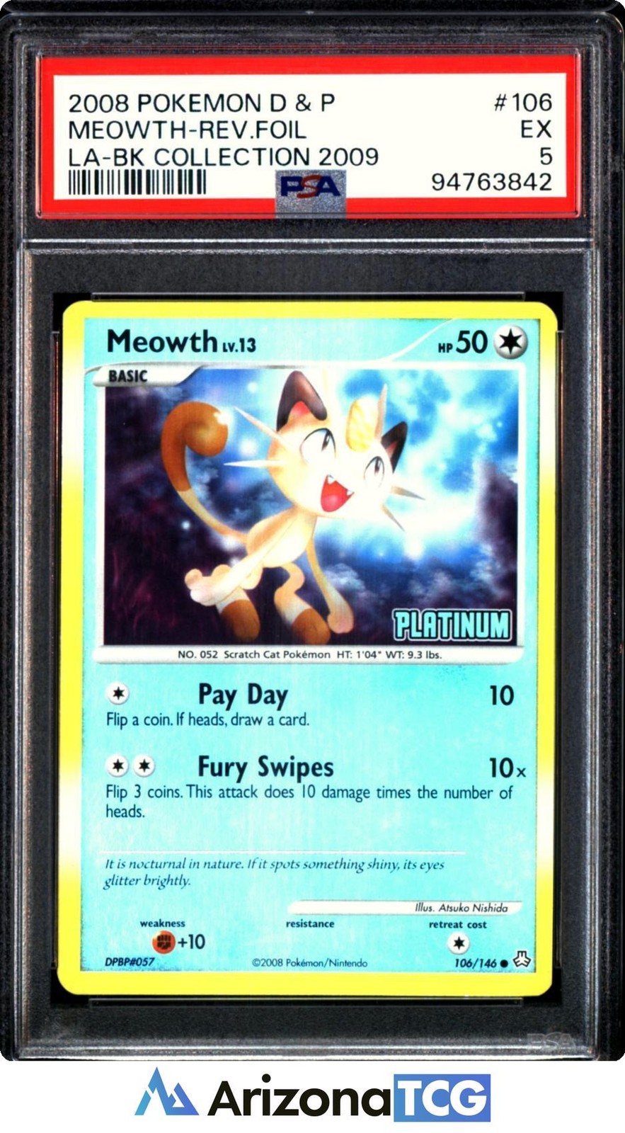 2008 Pokemon Diamond & Pearl Legends Awakened Meowth-Reverse Foil Burger King Collection 2009 106