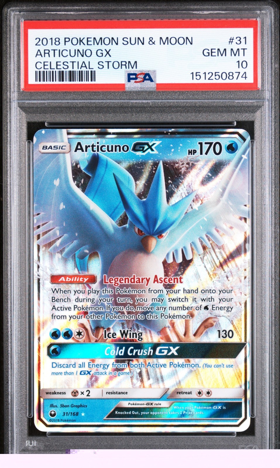 2018 Pokemon Sun & Moon Celestial Storm Articuno GX 31