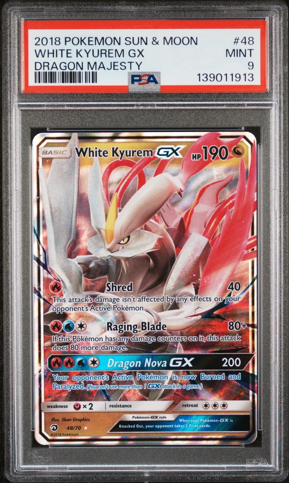2018 Pokemon Sun & Moon Dragon Majesty White Kyurem GX 48