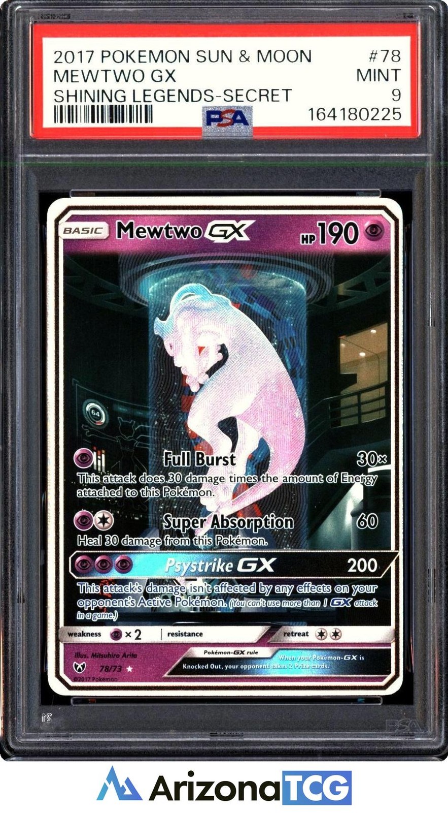 2017 Pokemon Sun & Moon Shining Legends Mewtwo GX Secret 78