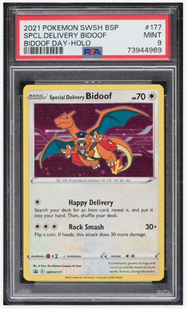 2021 Pokemon Swsh Black Star Promo Special Delivery Bidoof-Holo Bidoof Day 177