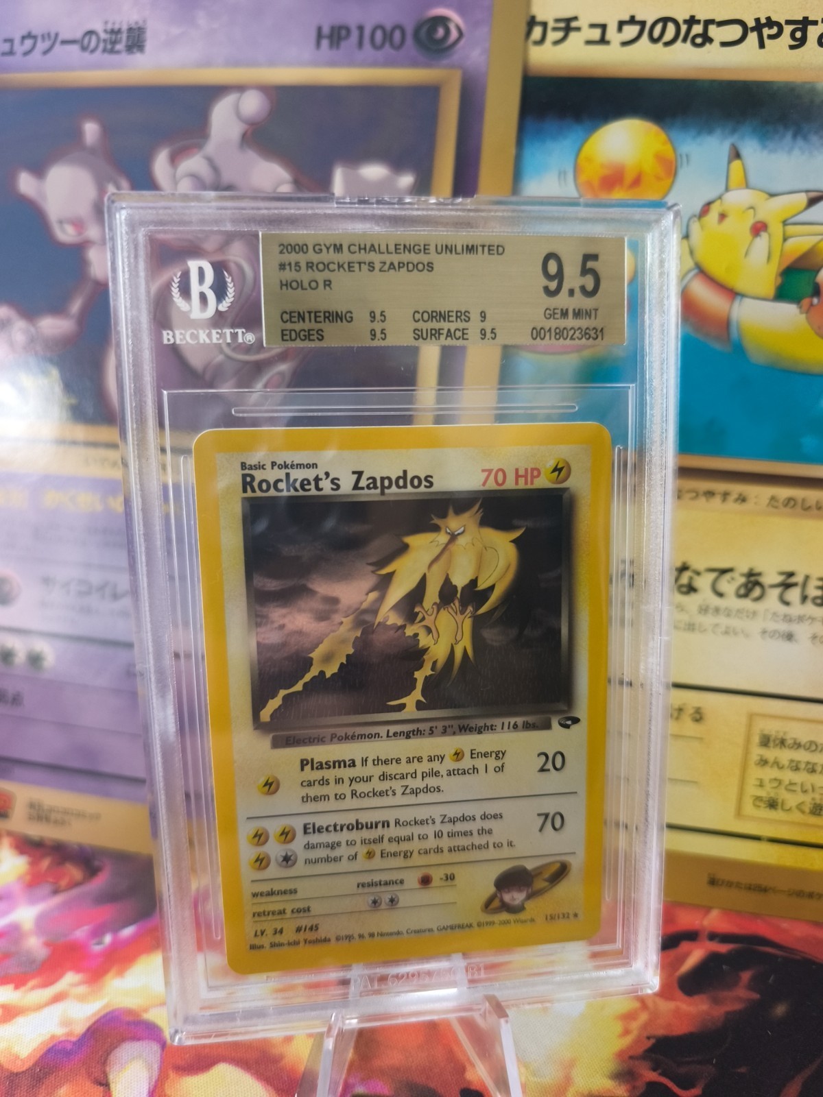 2000 Pokemon Gym Challenge Unlimited Rocket's Zapdos HOLO R 15