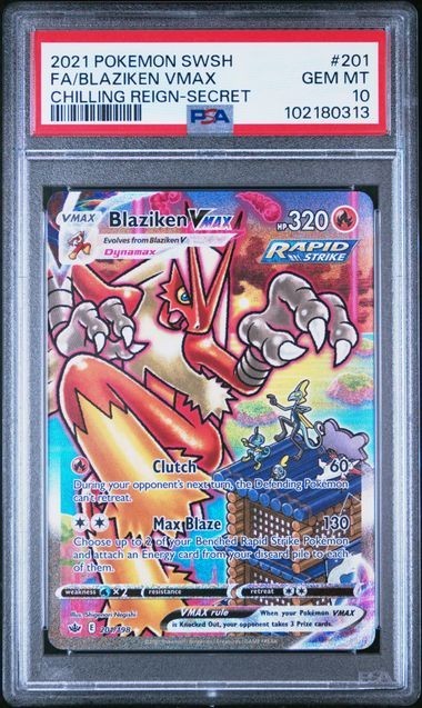 2021 Pokemon Sword & Shield Chilling Reign Full Art/Blaziken Vmax Secret 201