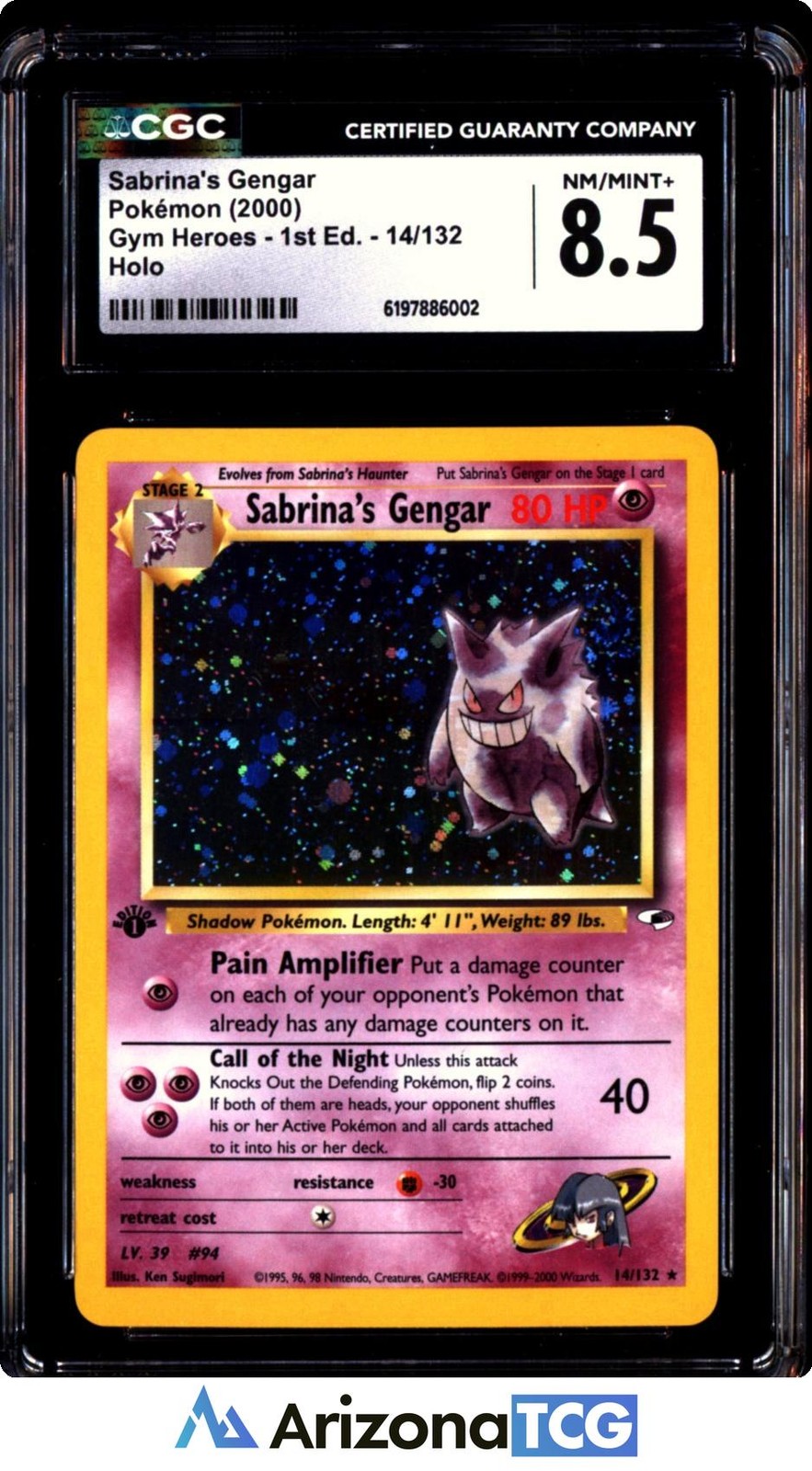 2000 Gym Heroes - 1st Edition - English Sabrina's Gengar Rare Holo 14/132
