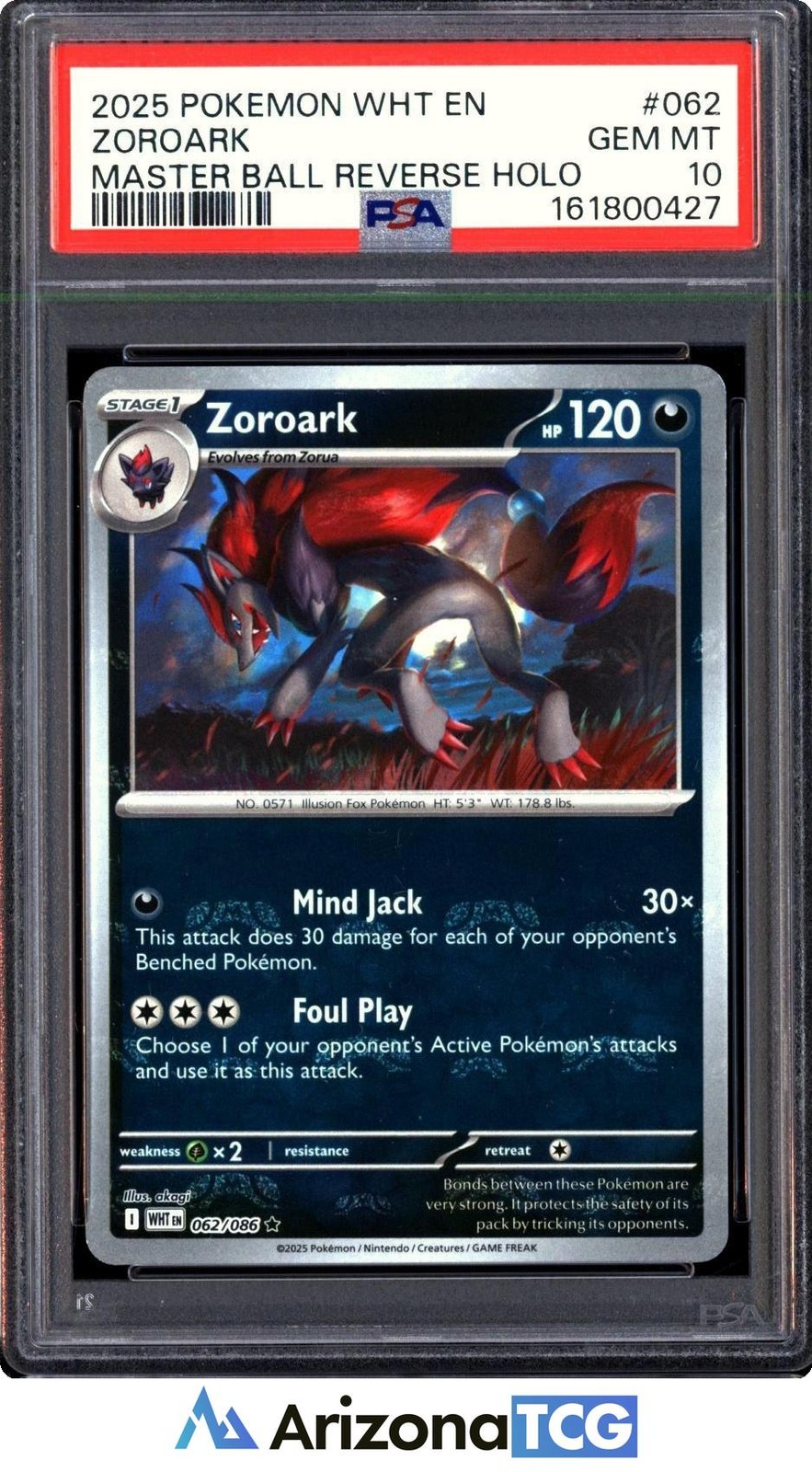 2025 Pokemon Wht EN-White Flare Zoroark Master Ball Reverse Holo 062