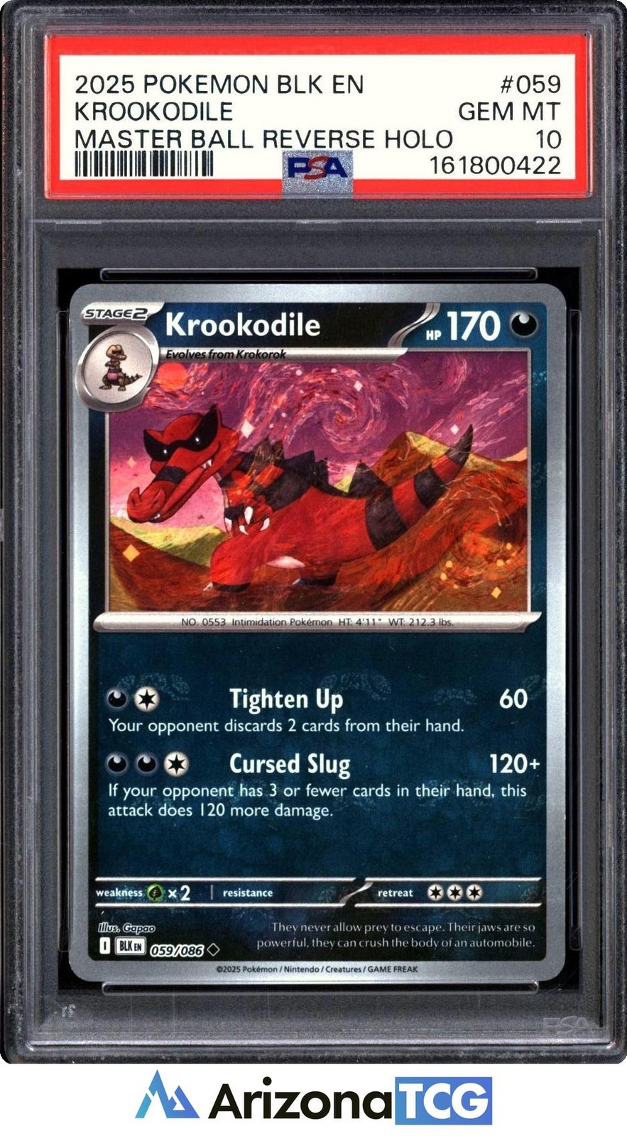2025 Pokemon Blk EN-Black Bolt Krookodile Master Ball Reverse Holo 059