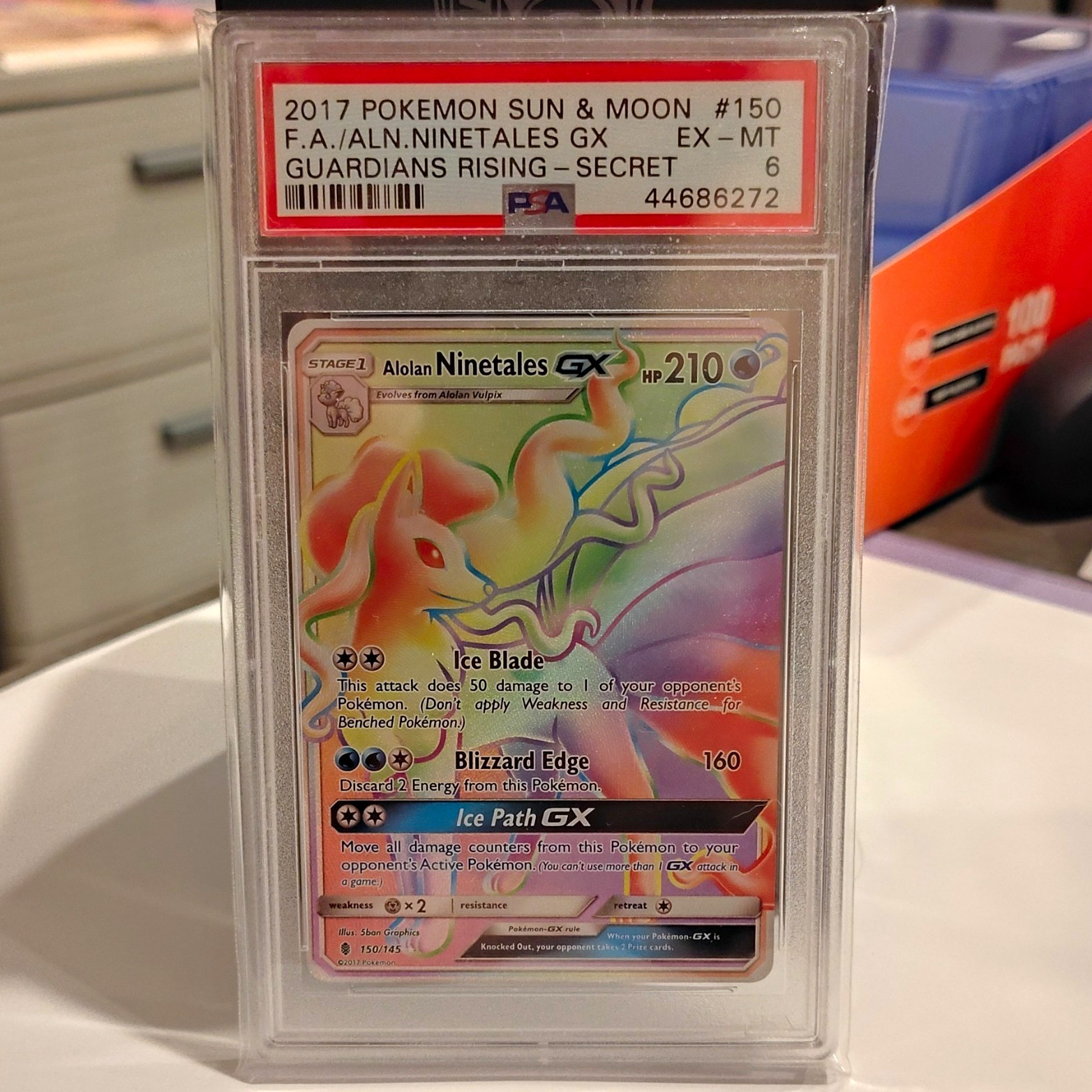 2017 Pokemon Sun & Moon Guardians Rising Full Art/Alolan Ninetales GX Secret 150