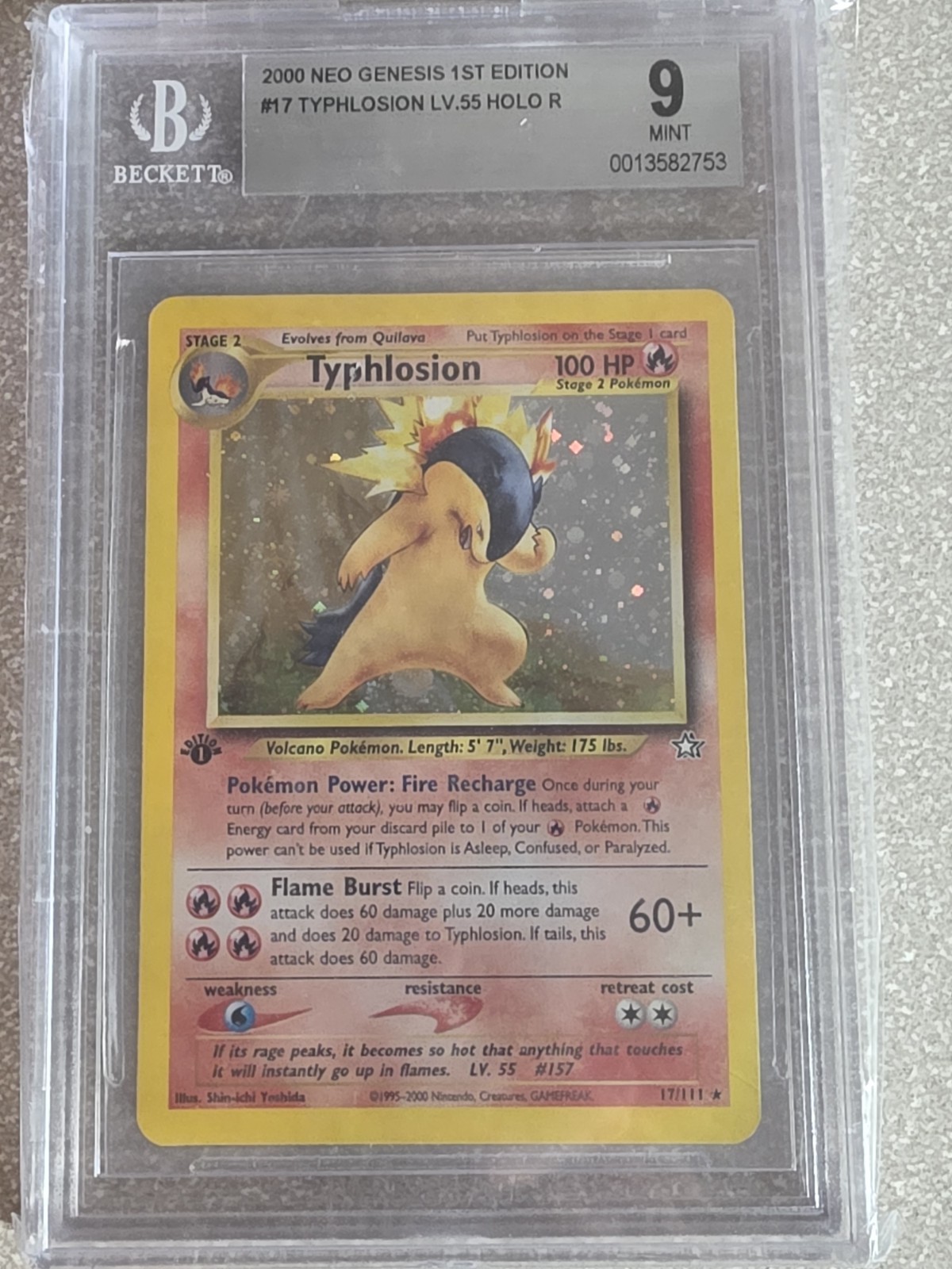 2000 Pokemon Neo Genesis 1st Edition Typhlosion HOLO R 17