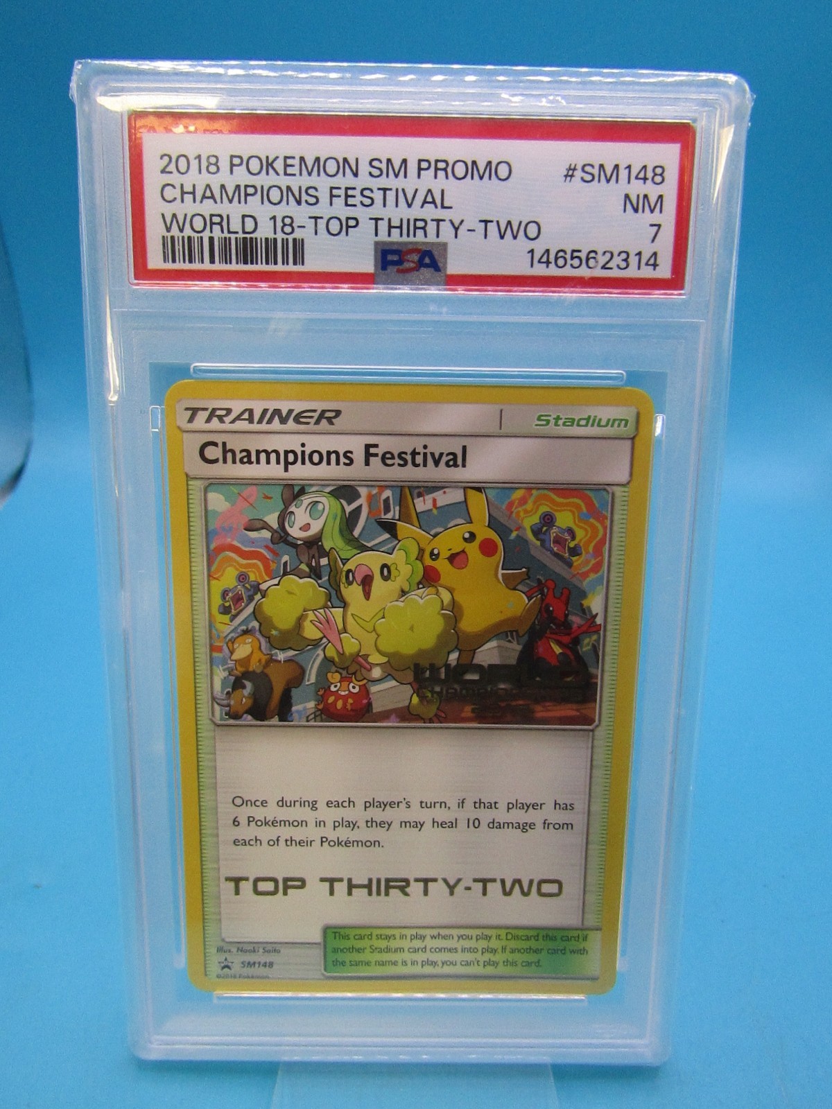 2018 Pokemon SM Black Star Promo Champions Festival World 18-Top Thirty-Two SM148