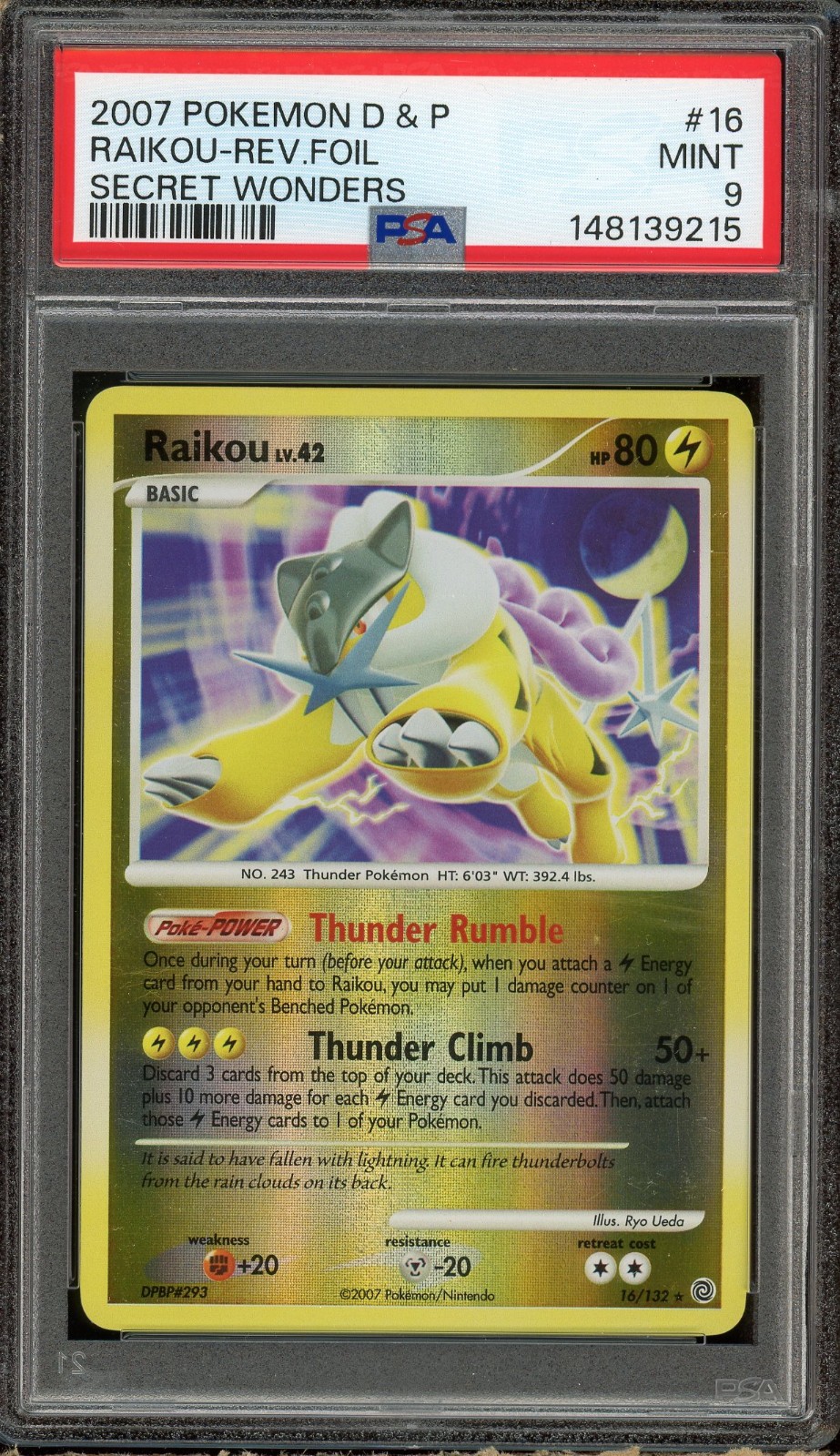 2007 Pokemon Diamond & Pearl Secret Wonders Raikou-Reverse Foil 16