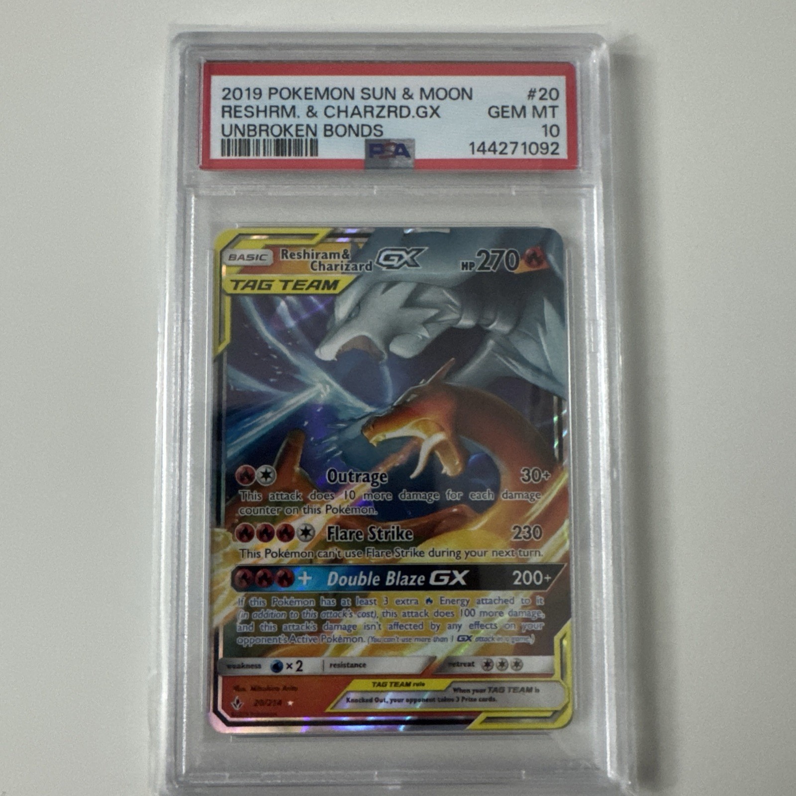 2019 Pokemon Sun & Moon Unbroken Bonds Reshiram & Charizard GX 20