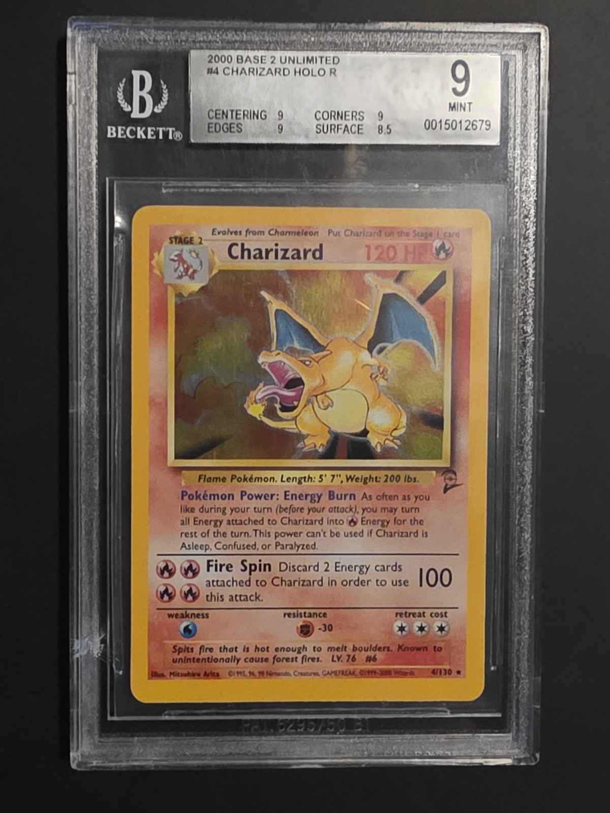 2000 Pokemon Base 2 Unlimited Charizard HOLO R 4