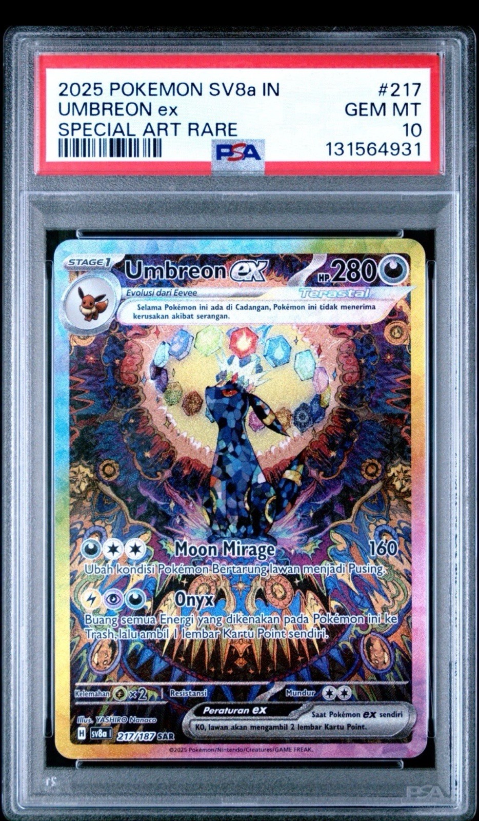 2025 Pokemon Indonesian Sv8a I-Terastal Fest EX Umbreon EX Special Art Rare 217