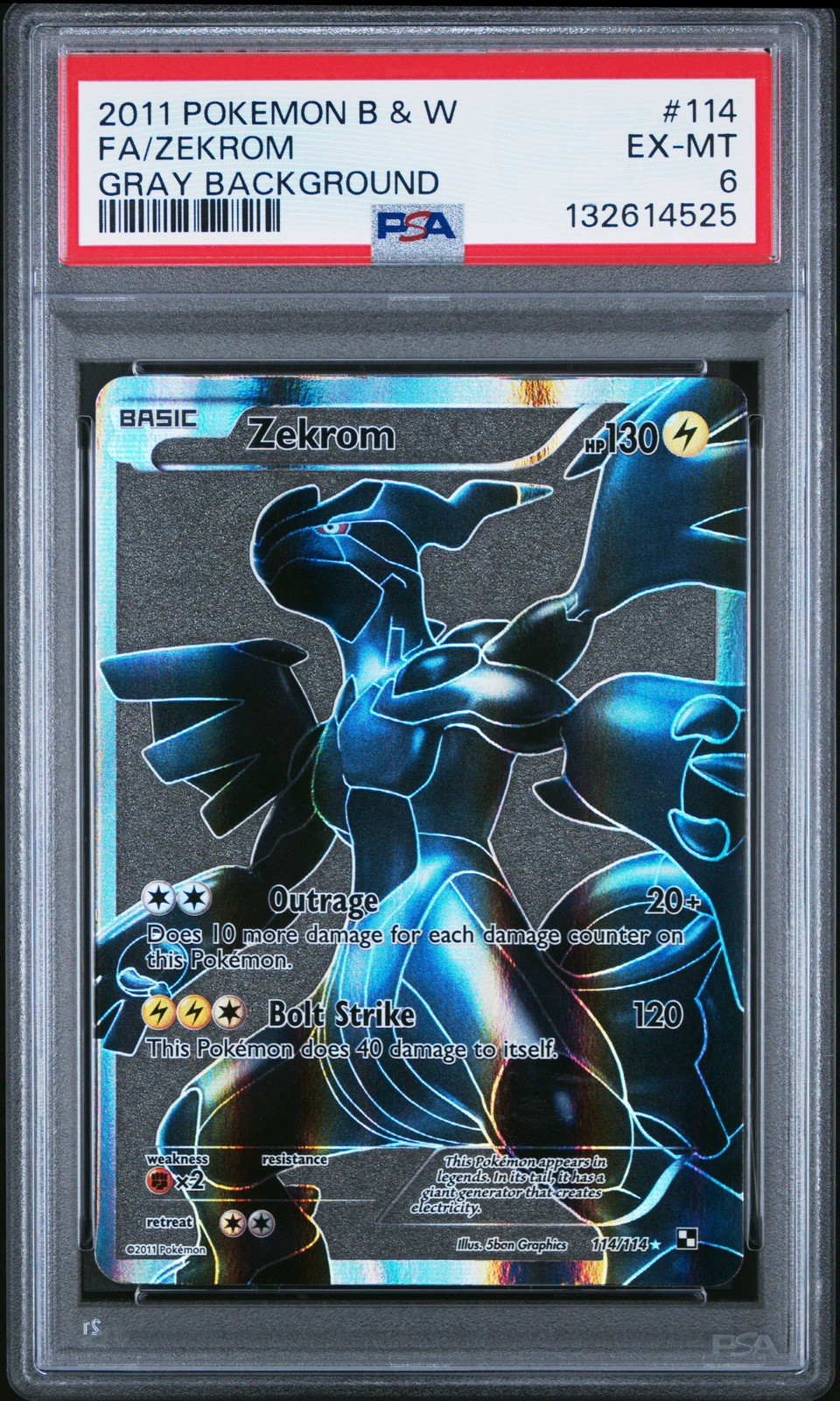 2011 Pokemon Black & White Full Art/Zekrom Gray Background 114