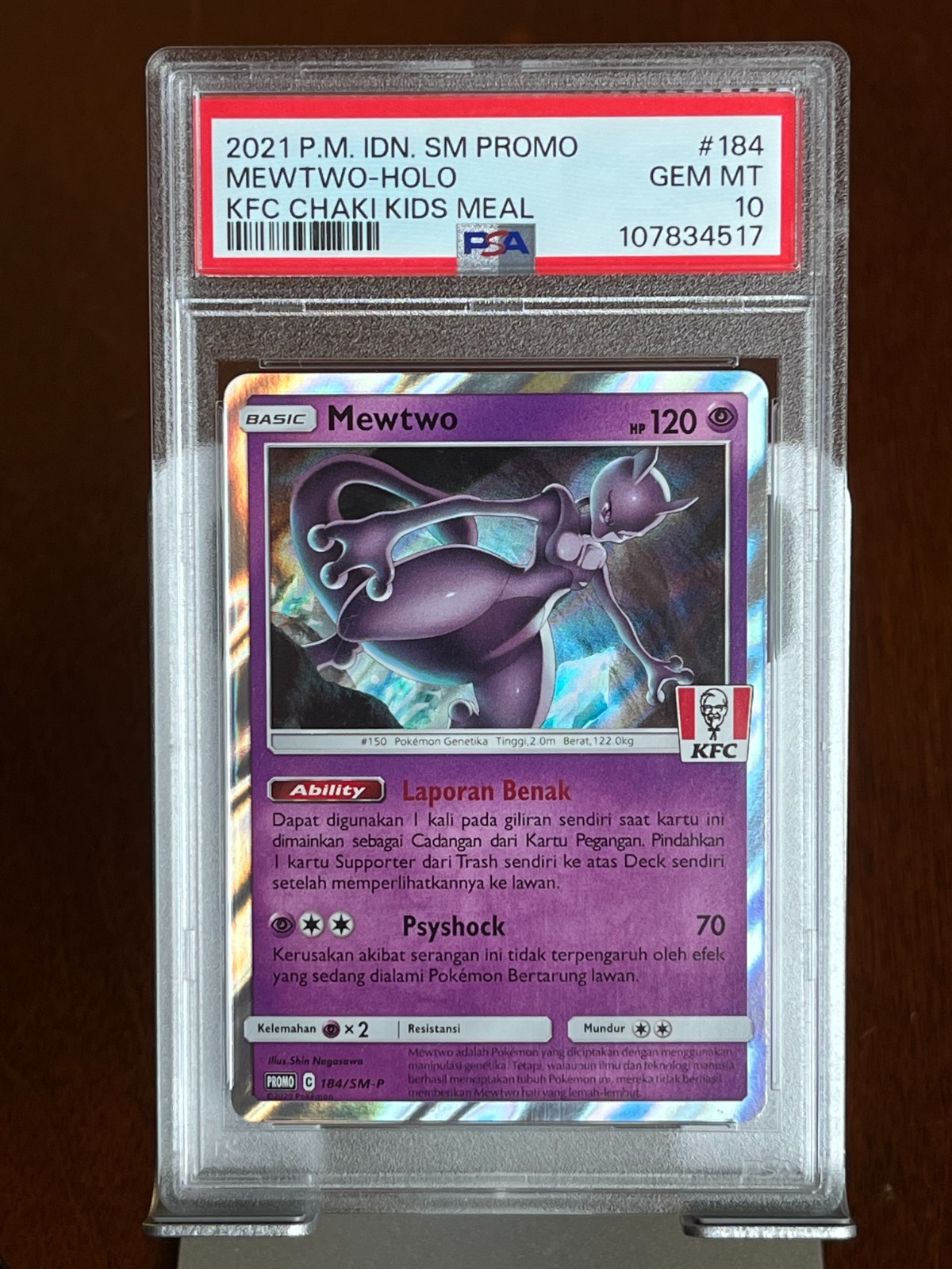 2021 Pokemon Indonesian SM Promo Mewtwo-Holo Kfc Chaki Kids Meal 184