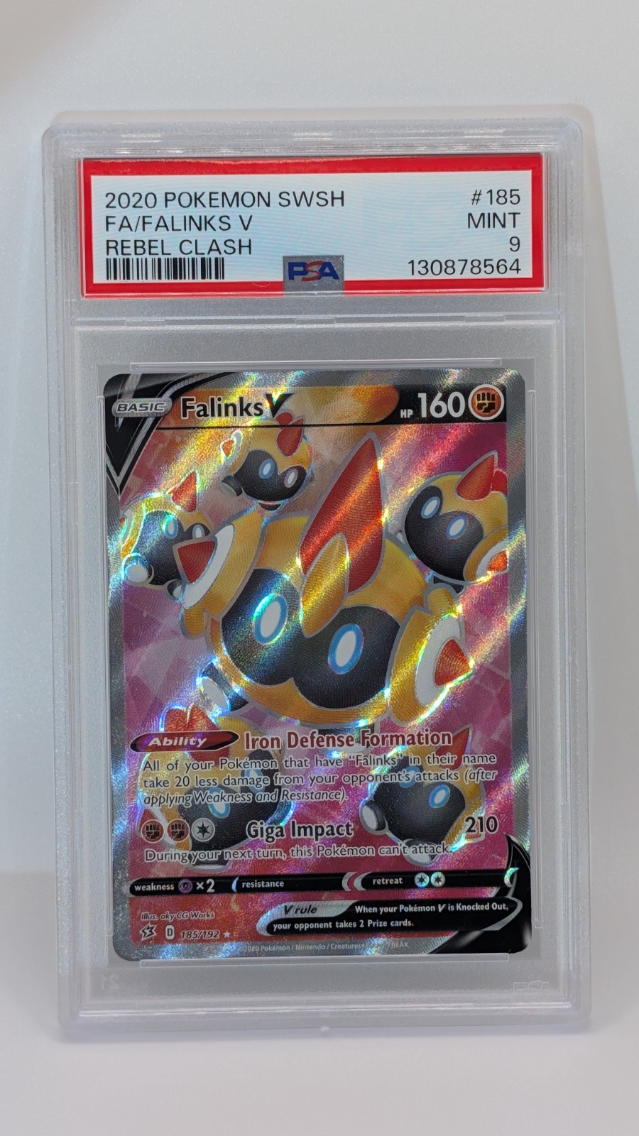 2020 Pokemon Sword & Shield Rebel Clash Full Art/Falinks V 185