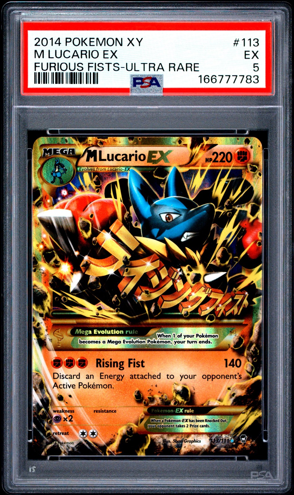 2014 Pokemon XY Furious Fists M Lucario EX Ultra Rare 113