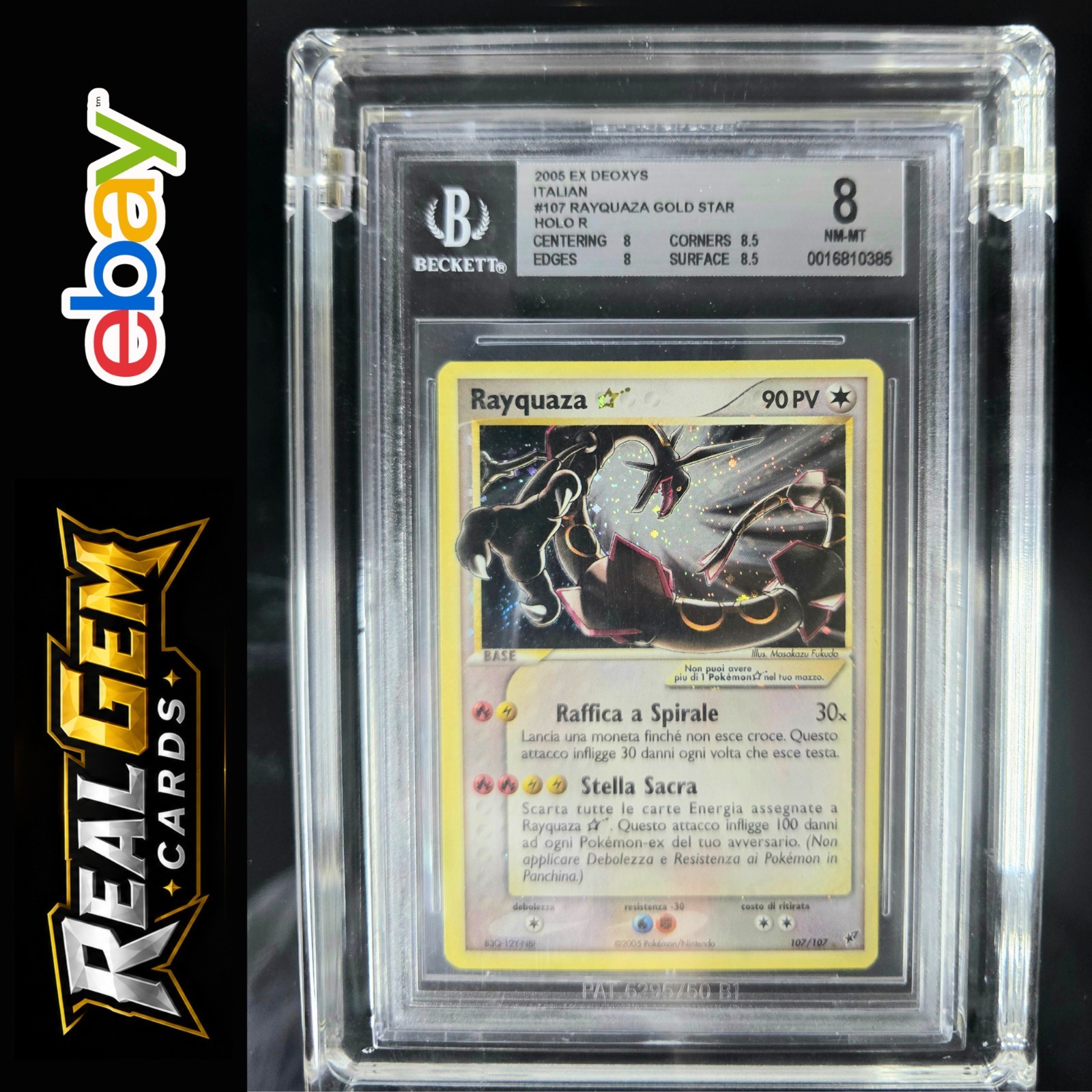 2005 Pokemon EX Deoxys Italian Rayquaza Gold Star HOLO R 107