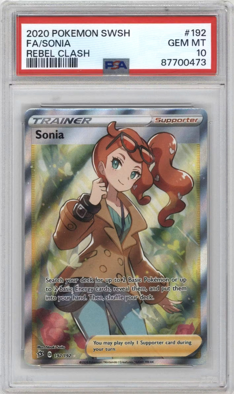 2020 Pokemon Sword & Shield Rebel Clash Full Art/Sonia 192
