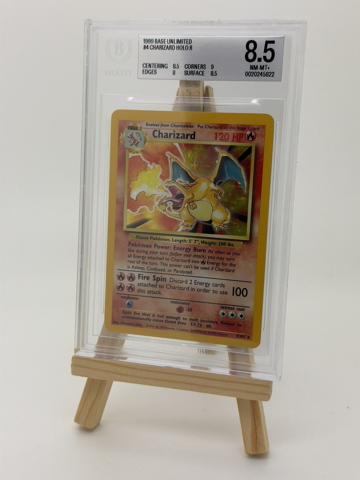 1999 Pokemon Base Unlimited Charizard HOLO R 4