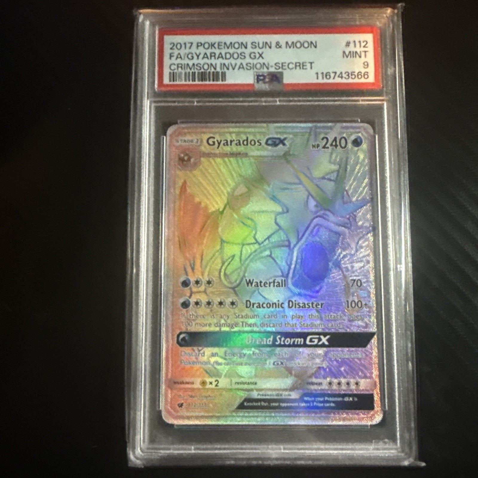 2017 Pokemon Sun & Moon Crimson Invasion Full Art/Gyarados GX Secret 112