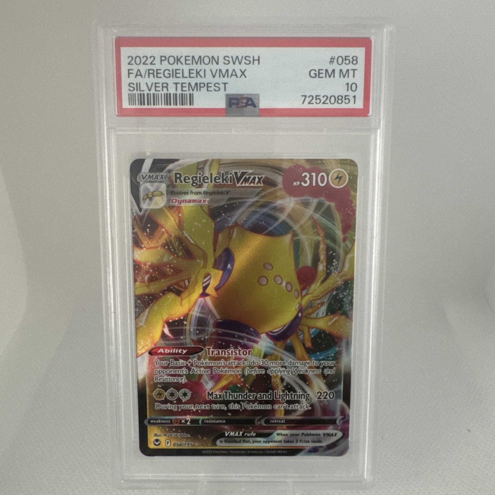 2022 Pokemon Sword & Shield Silver Tempest Full Art/Regieleki Vmax 058