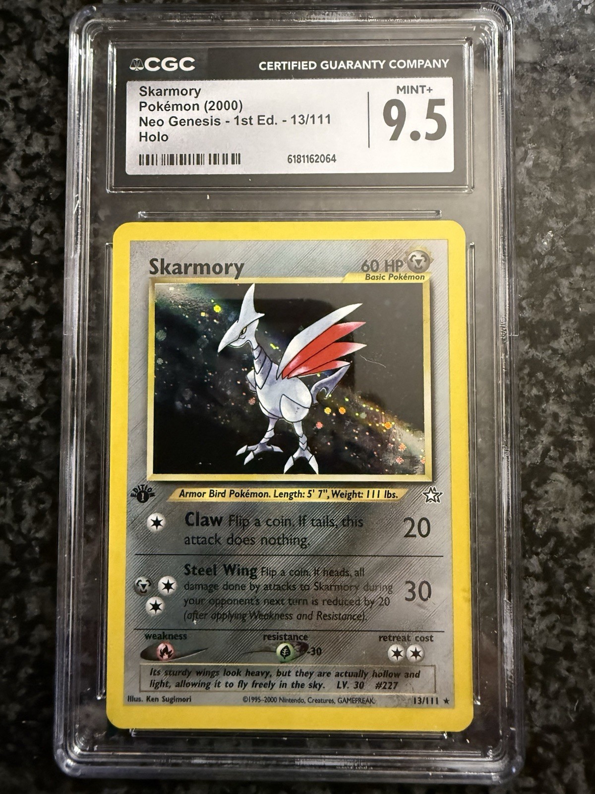 2000 Neo Genesis - 1st Edition - English Skarmory Rare Holo 13/111