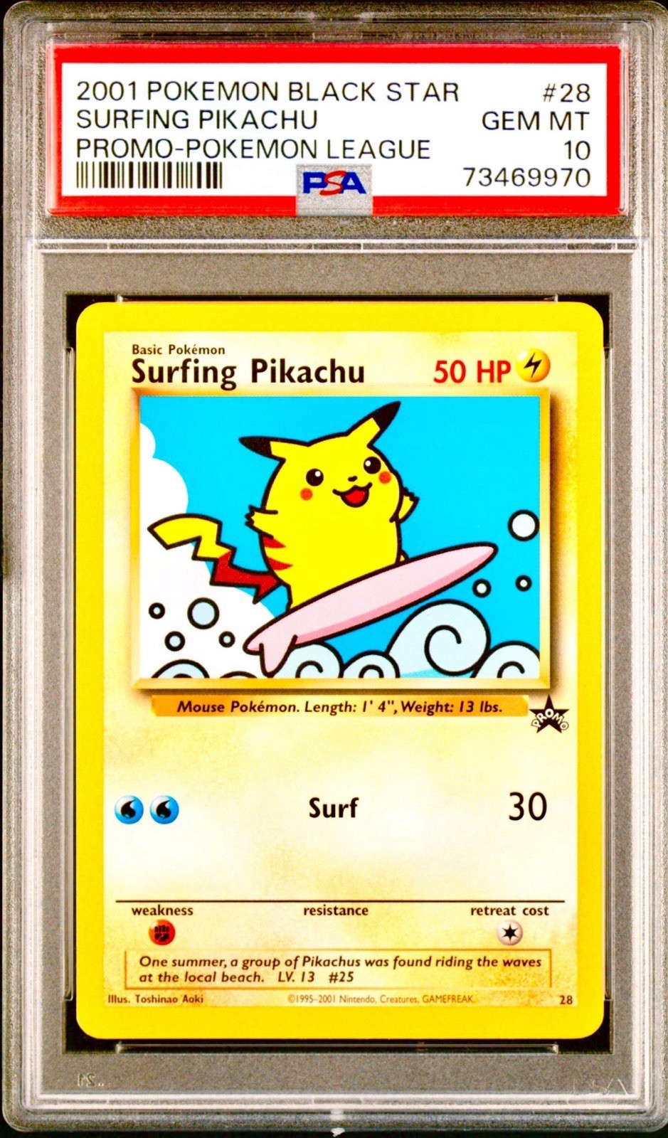 2001 Pokemon Promo Black Star Surfing Pikachu Pokemon League 28