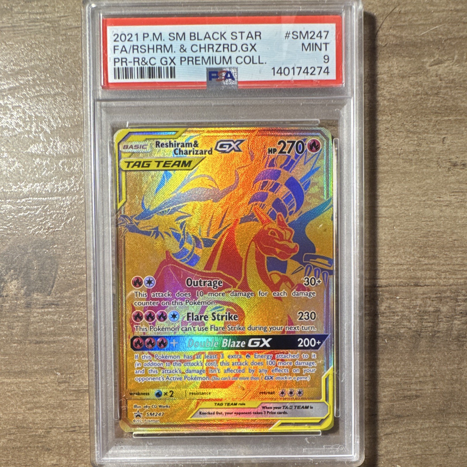 2021 Pokemon SM Black Star Promo Full Art/Reshiram & Charizard GX Reshiram & Charizard GX Premium Collection SM247