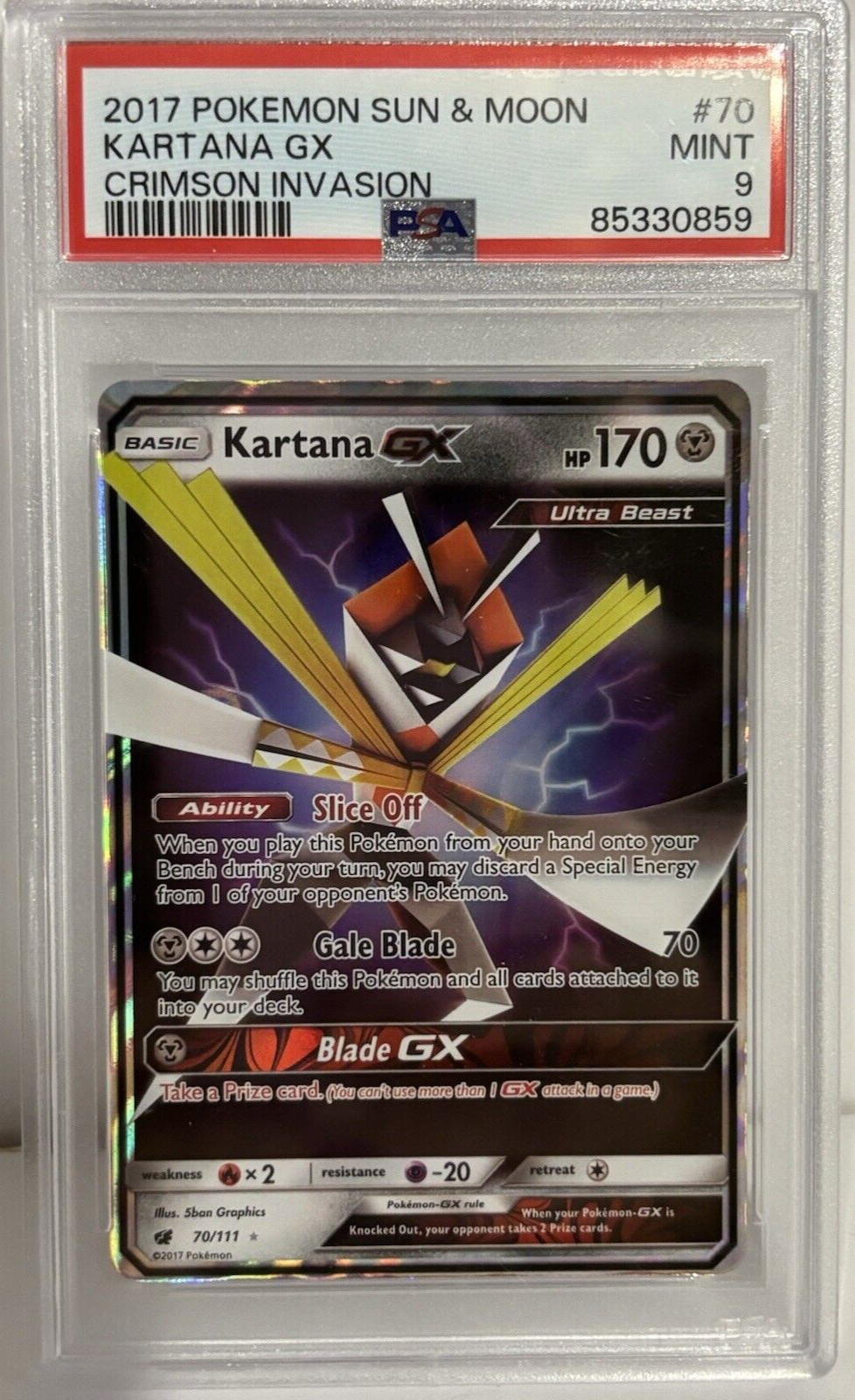 2017 Pokemon Sun & Moon Crimson Invasion Kartana GX 70