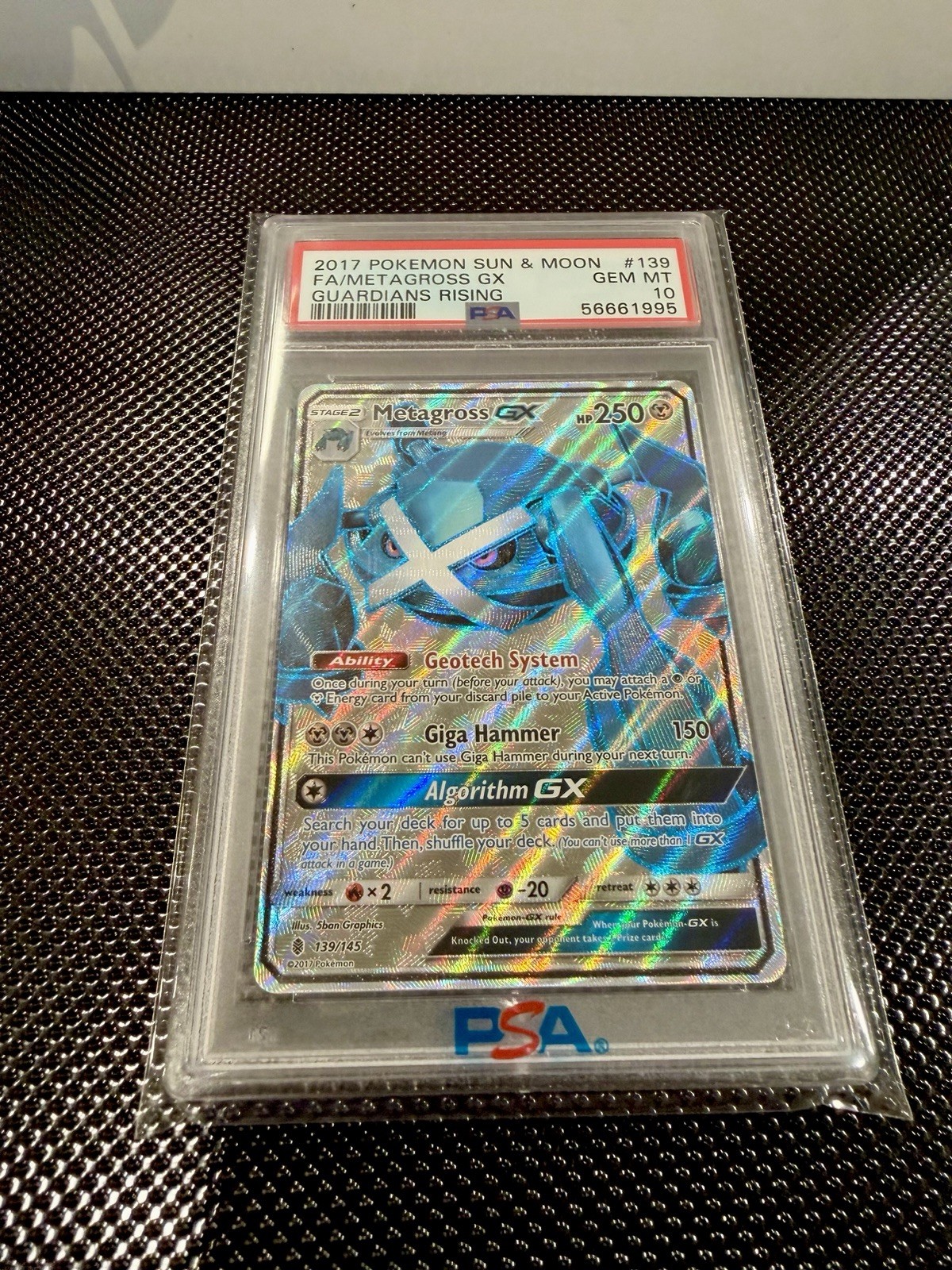 2017 Pokemon Sun & Moon Guardians Rising Full Art/Metagross GX 139