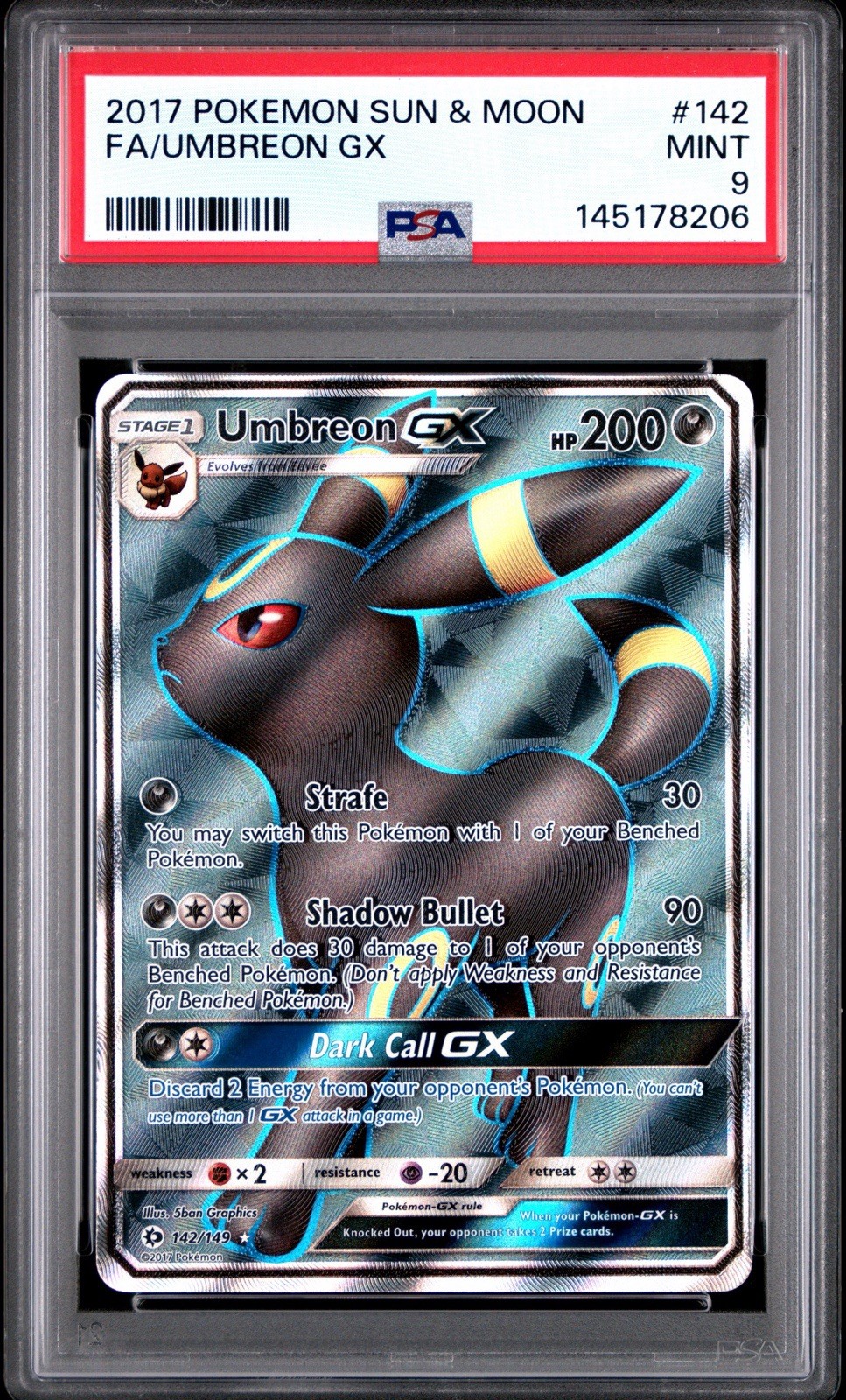 2017 Pokemon Sun & Moon Full Art/Umbreon GX 142