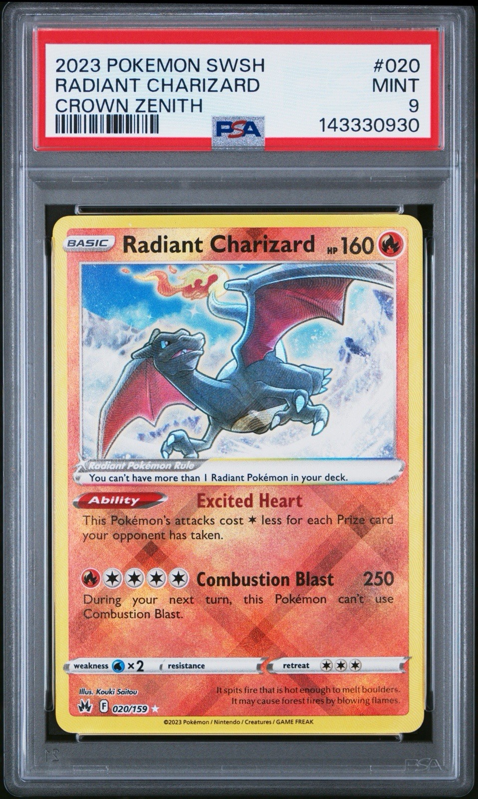 2023 Pokemon Sword and Shield Crown Zenith Radiant Charizard 020
