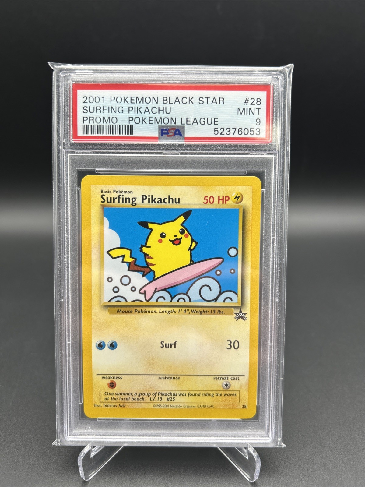 2001 Pokemon Promo Black Star Surfing Pikachu Pokemon League 28