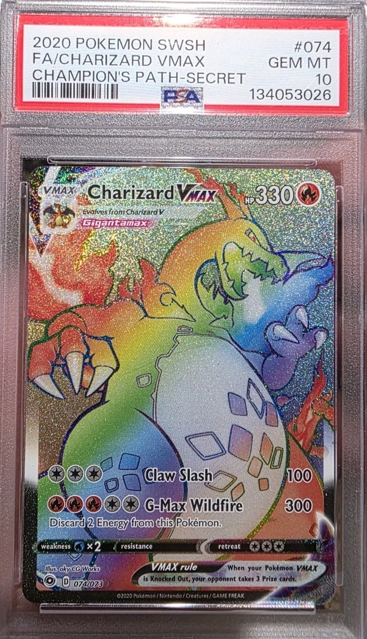 2020 Pokemon Sword & Shield Champion's Path Full Art/Charizard Vmax Secret 074